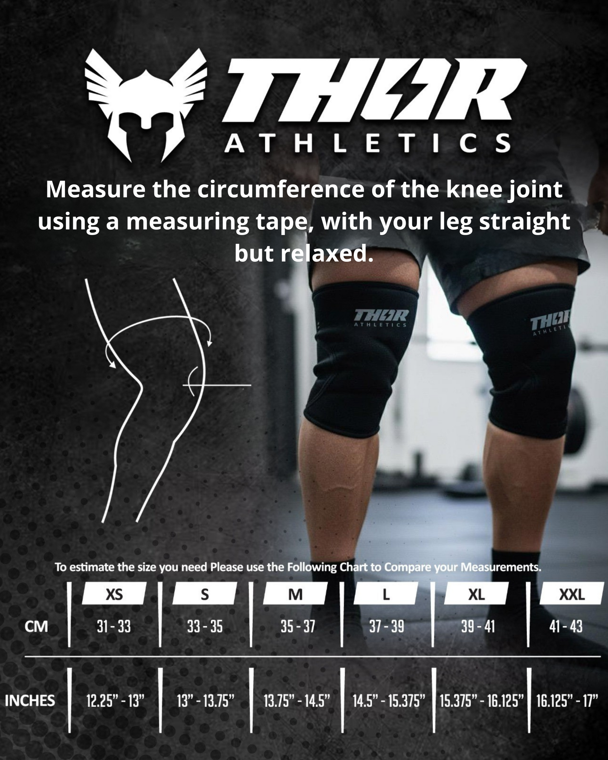 THOR ATHLETICS, Thor Athletics - Knee Sleeves - Powerlifting Knee Sleeves - Compression - 7mm