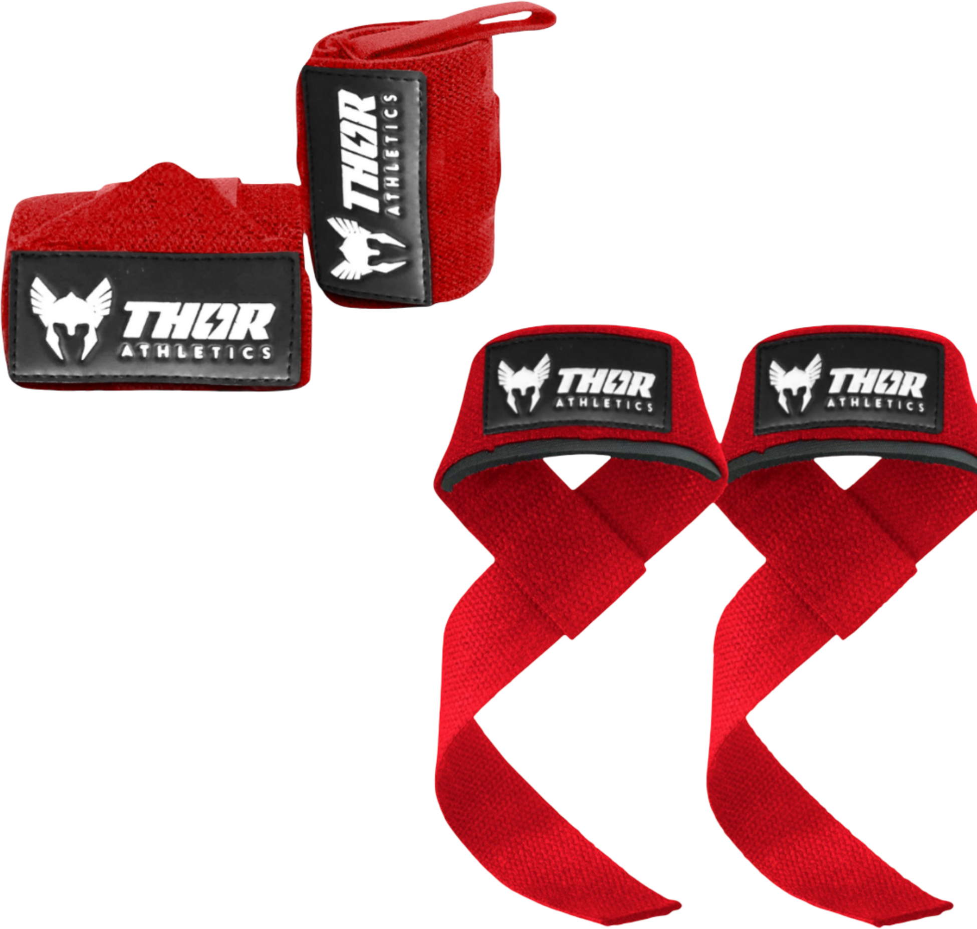 THOR ATHLETICS, Thor Athletics Lifting Straps Incl. Wrist Wraps 60cm Flexible &ndash; Strength Training Bundle