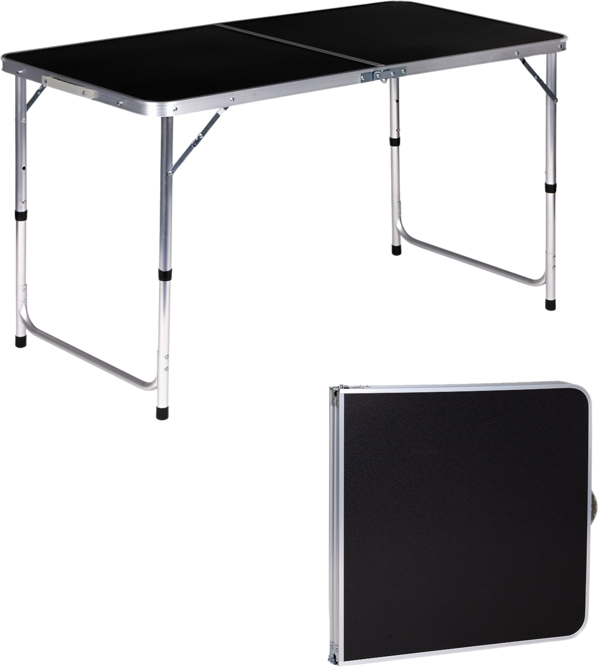 B2X, Tourist Table Foldable Camping Table Black Top 120 X 60 Cm
