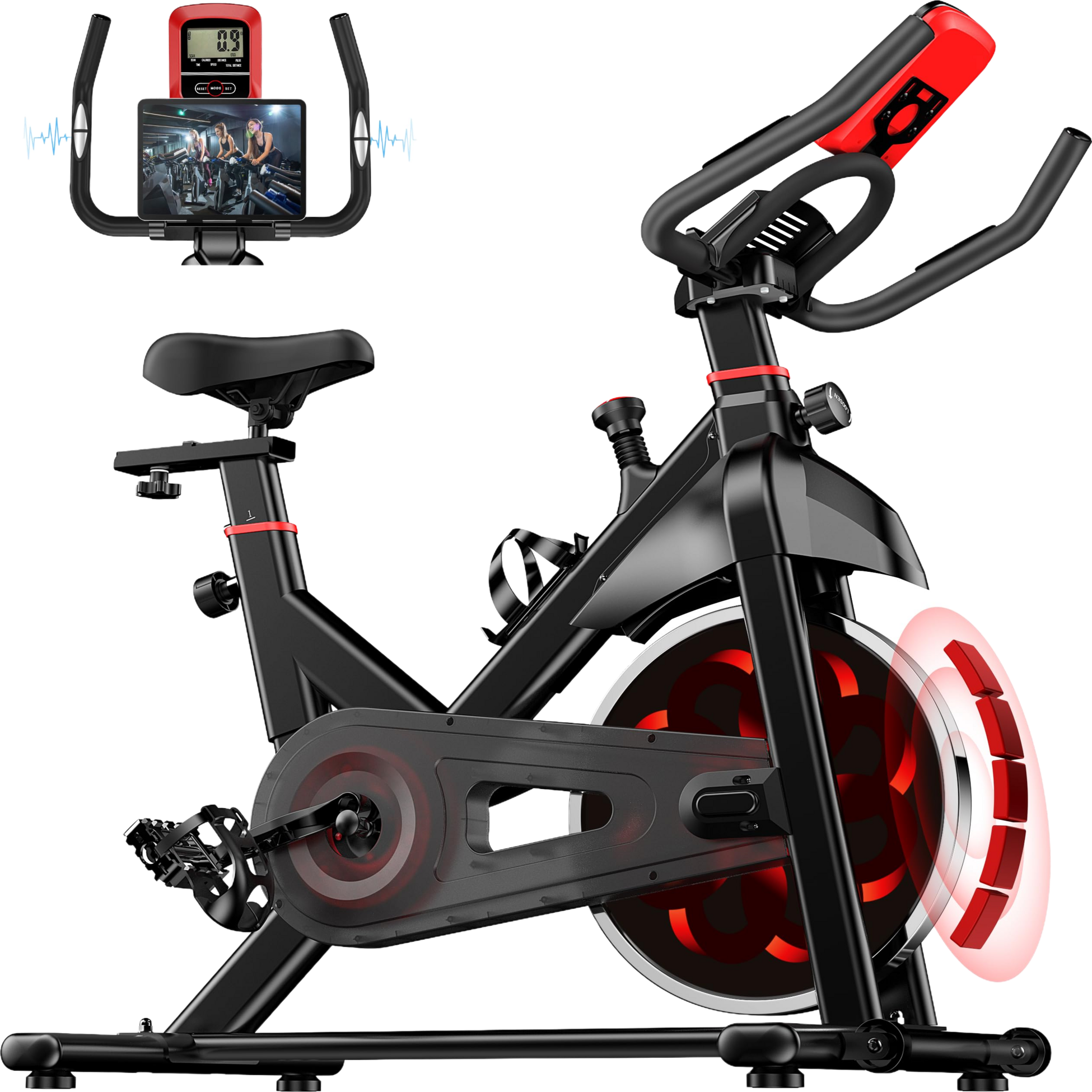 HOMEFITNESSCODE, Träningscykel För Hemmet – Tyst Remdrift, Lcd-skärm, Justerbar Sadel