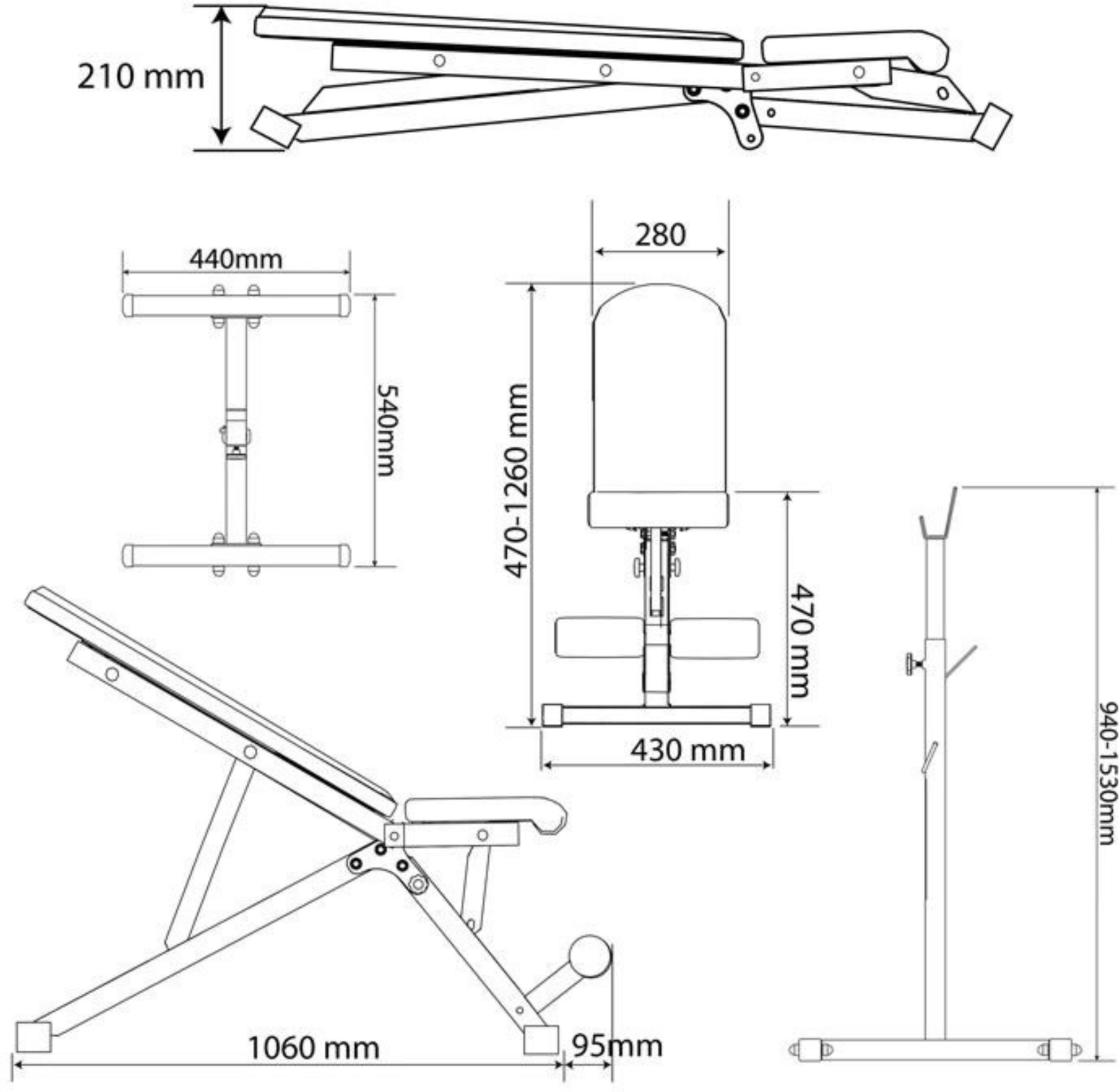 K-SPORT, Training Set: Justerbart Skivstångsstativ Med Träningsbänk