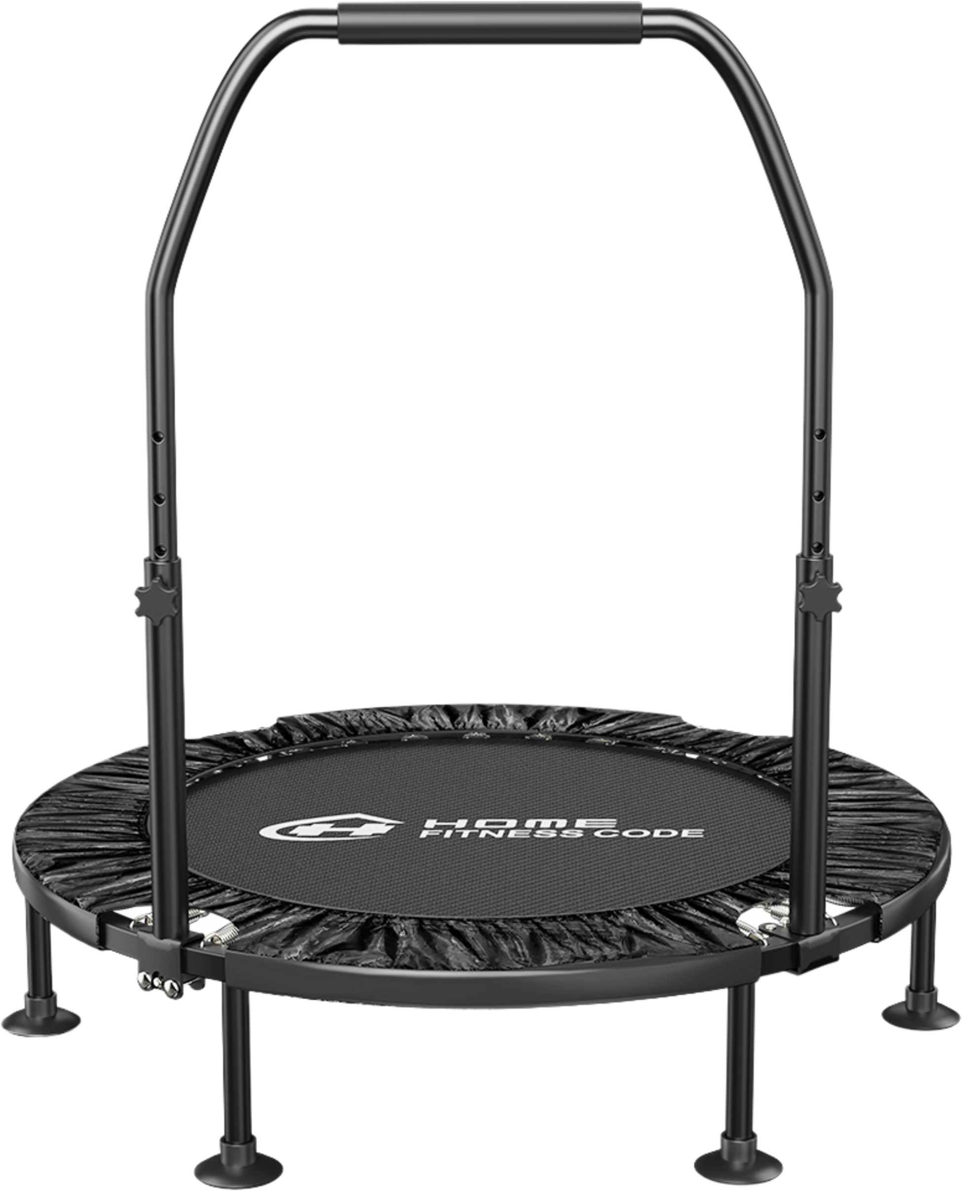 HOMEFITNESSCODE, Trampolin 102 Cm Med Justerbar Stång , Sugkoppsfötter – Säker Träning