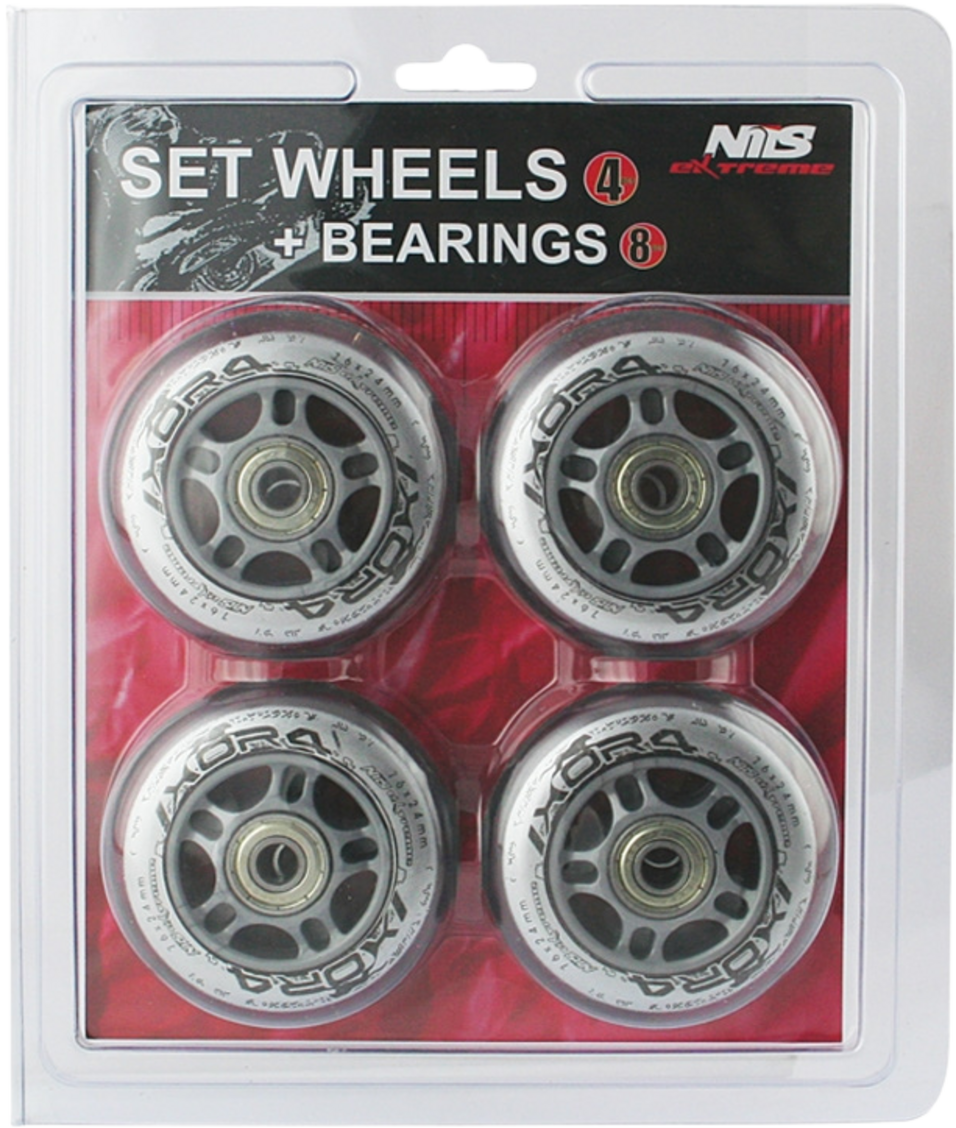 NORTHIX, Transparent 76x24mm 82a Wheels  Abec-7 Bearings Set