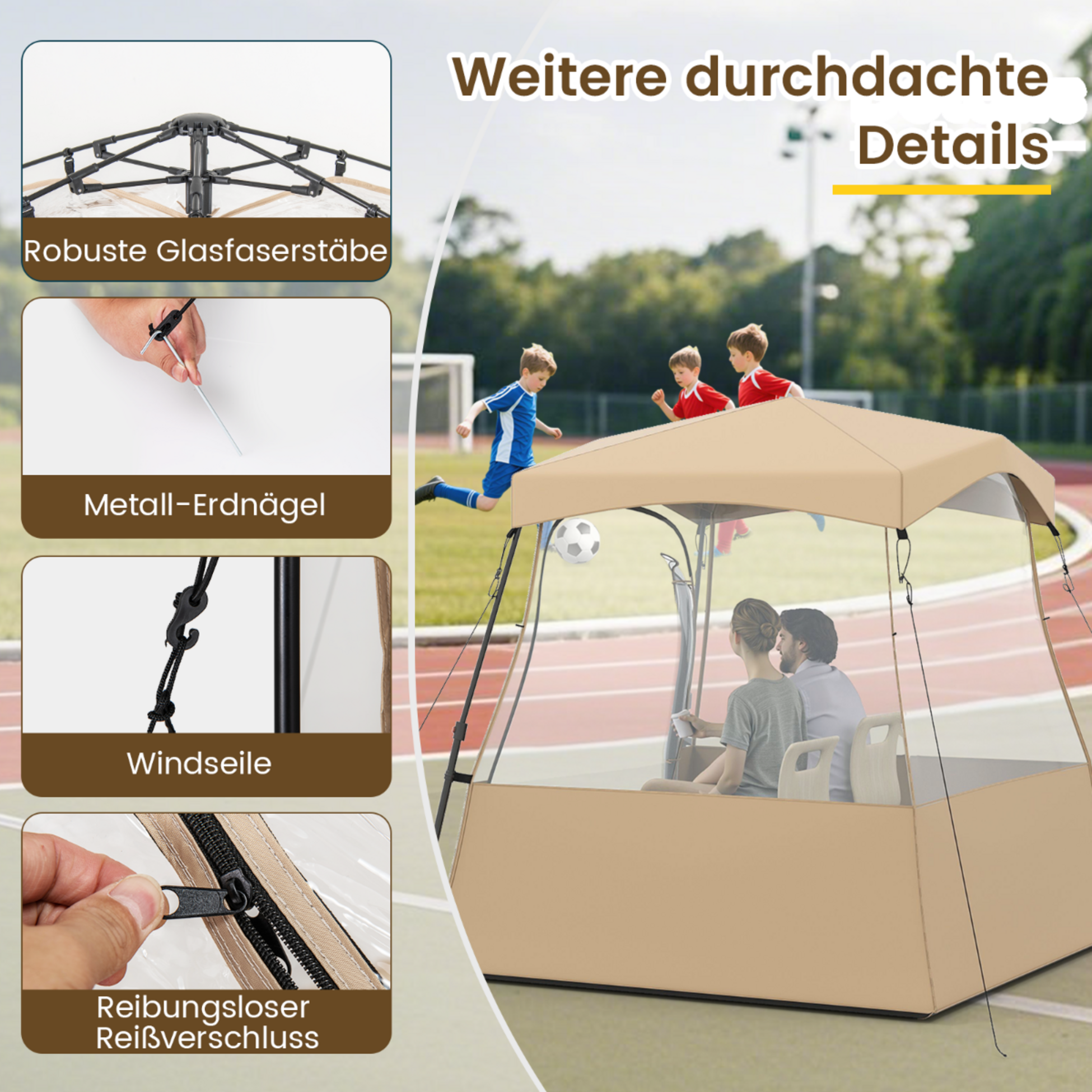 NORTHIX, Transparent Pop-up Camping Tent, All-weather, 160x160x176 Cm