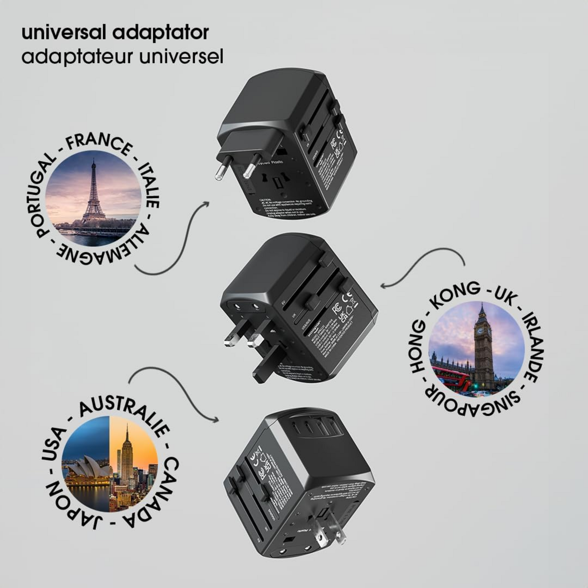 XOOPAR, Travel Adaptator Tripper Grs Svart