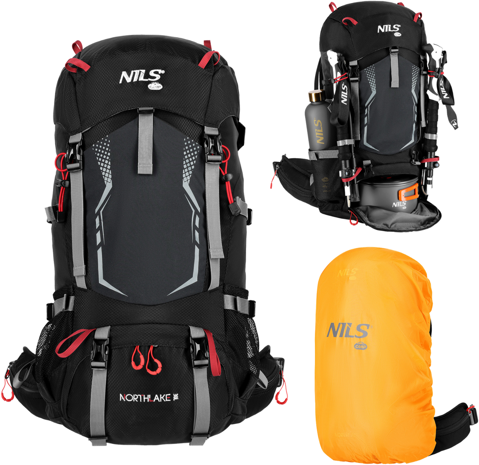 NORTHIX, Travel Pack Black 30l+10l &ndash; Expandable Backpack