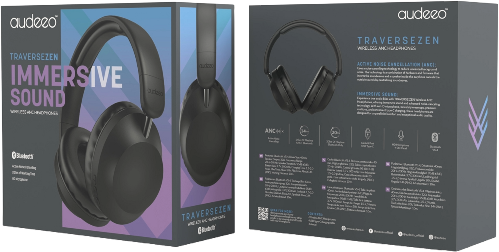 AUDEEO, Traversezen Wireless Anc Headphones