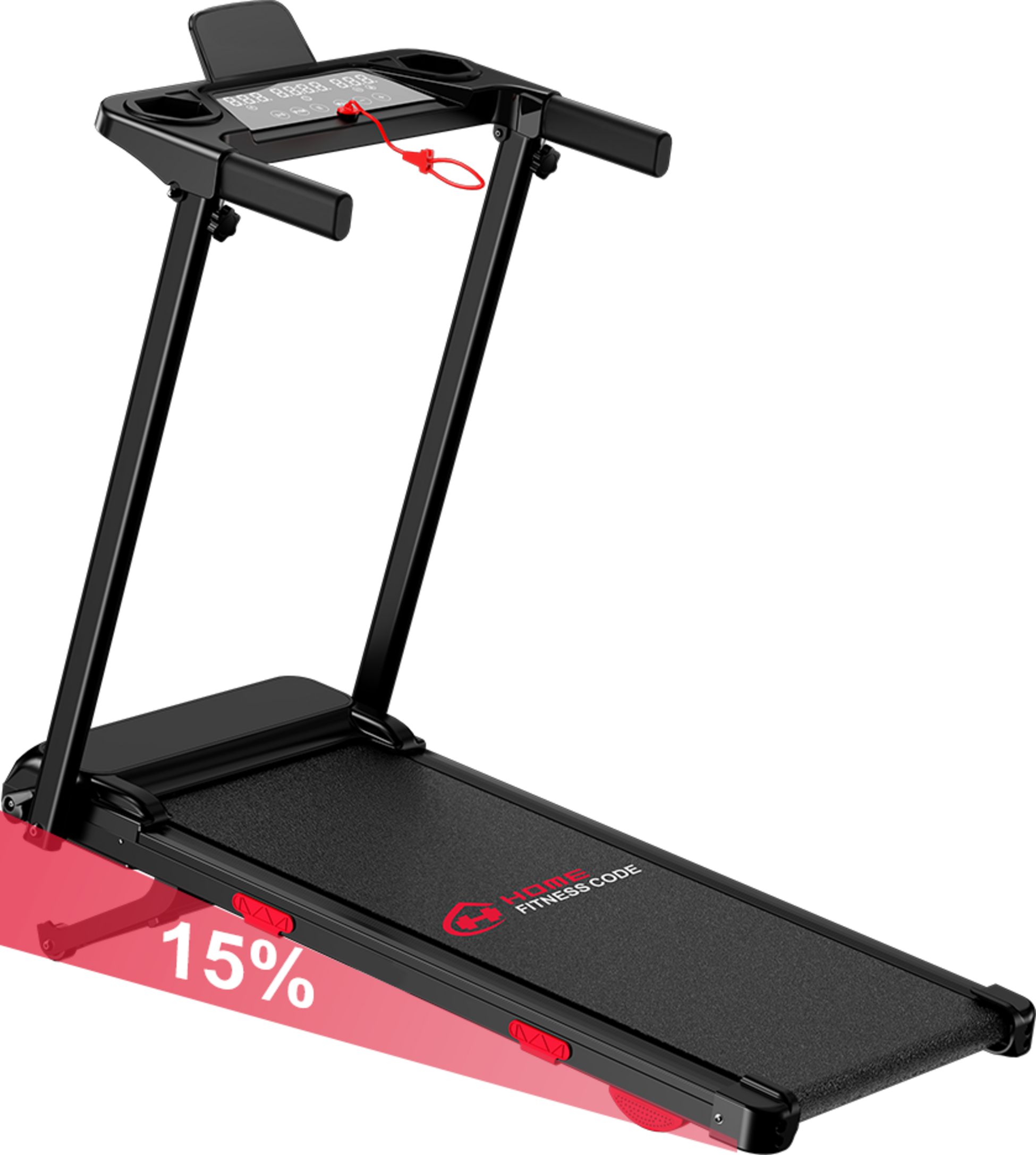 HOMEFITNESSCODE, Treadmill Q5 With 15% Automatic Incline, Brushless Motor, Speed ​​1-12km/h