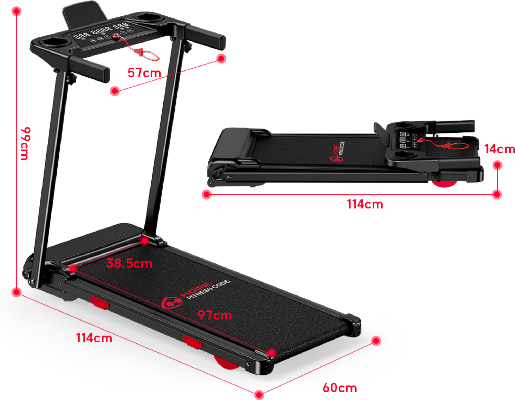 HOMEFITNESSCODE, Treadmill Q5 With 15% Automatic Incline, Brushless Motor, Speed ​​1-12km/h