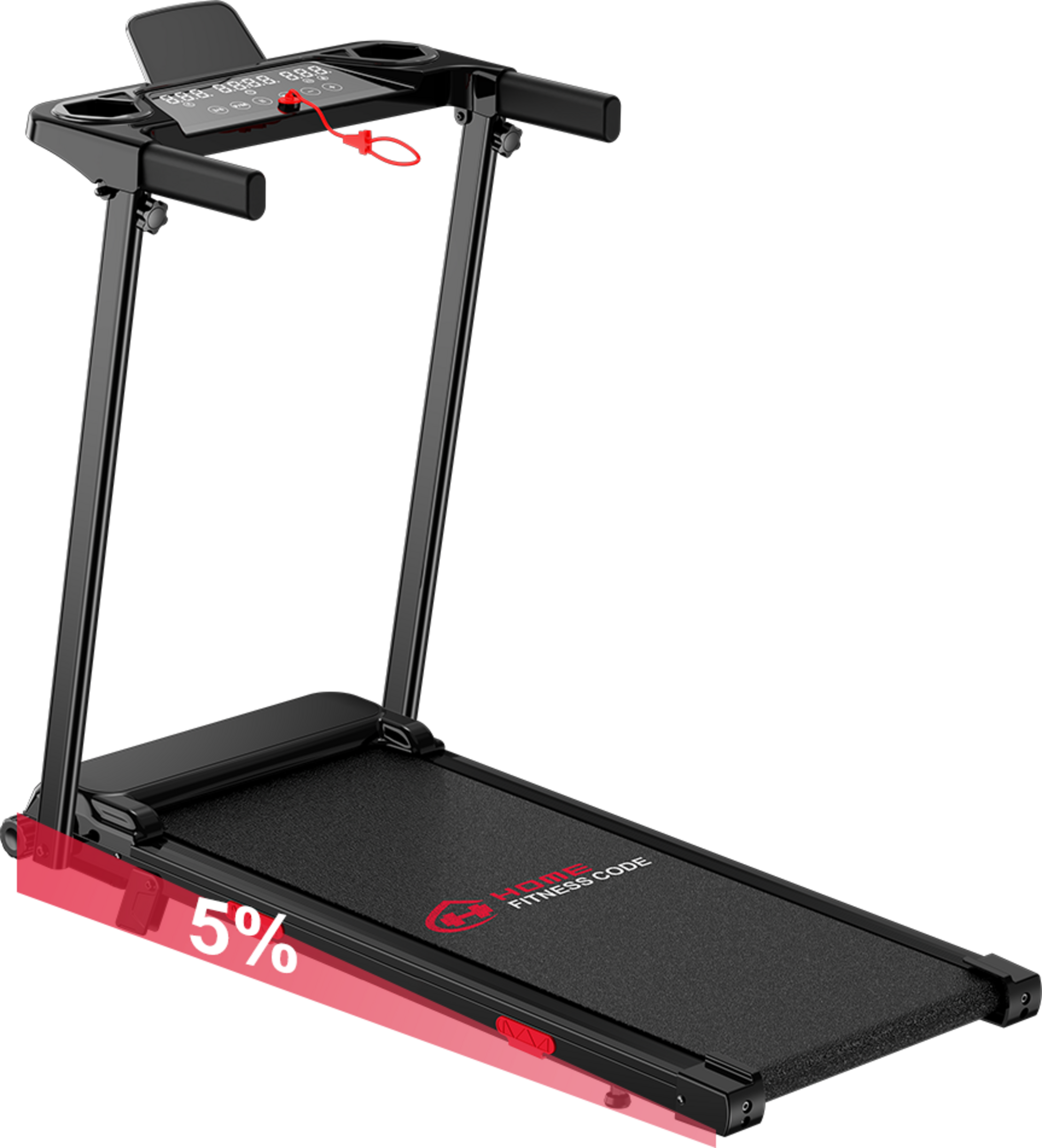 HOMEFITNESSCODE, Treadmill Q5 With 5% Manual Incline, Brushless Motor, Speed ​​1-12km/h(with Mat)