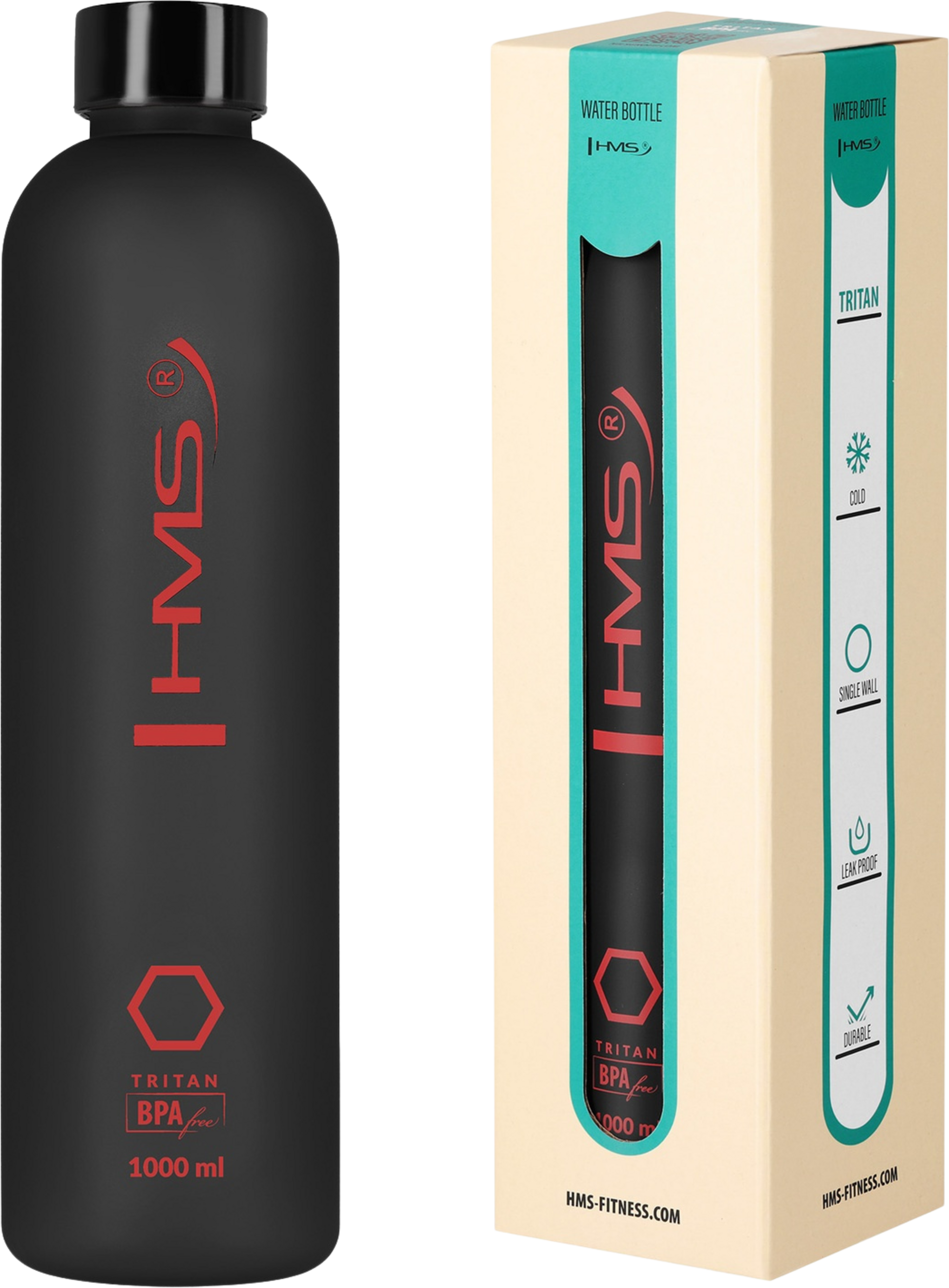 NORTHIX, Tritan Water Bottle, Black, Leak-proof, 1l