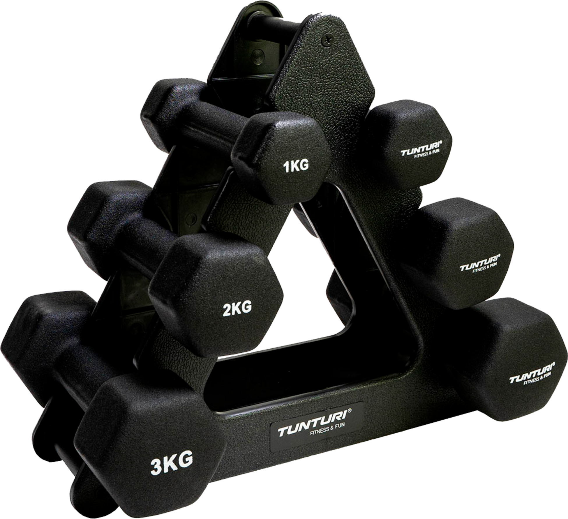 TUNTURI, Tunturi Neopren Hantelset 3 Set (1,2,3 Kg) Inkl. St&auml;ll