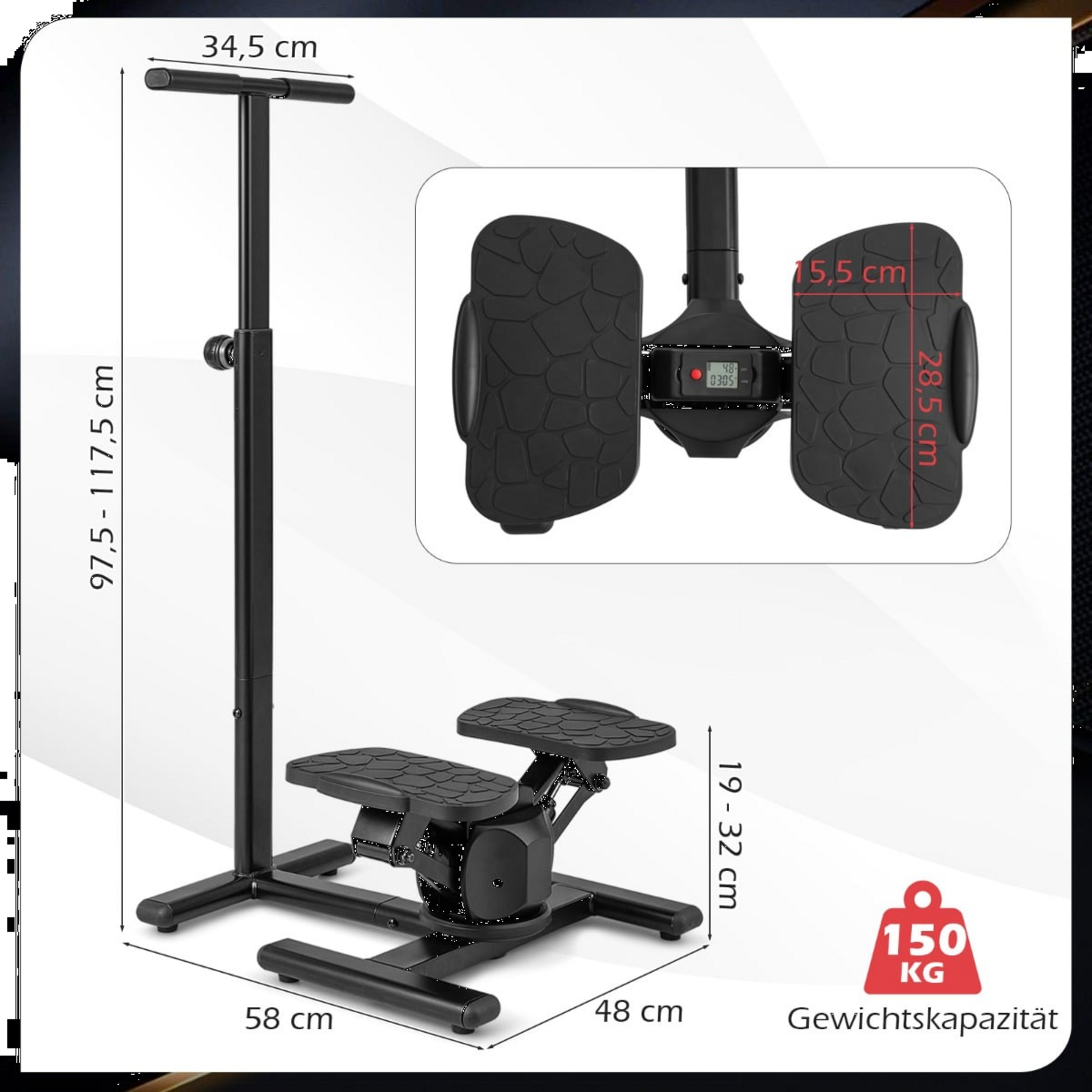 NORTHIX, Twist Stair Stepper With Adjustable Handle  Lcd Display