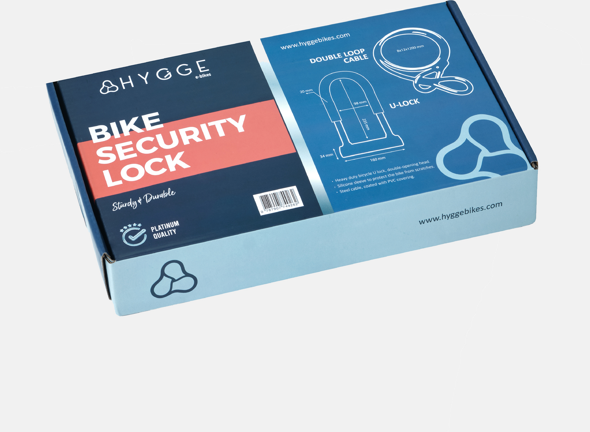 HYGGE BIKES, U-l&aring;s med kabel f&ouml;r cykel &ndash; F&ouml;rst&auml;rkt s&auml;kerhetskit f&ouml;r elcyklar och vanliga cyklar