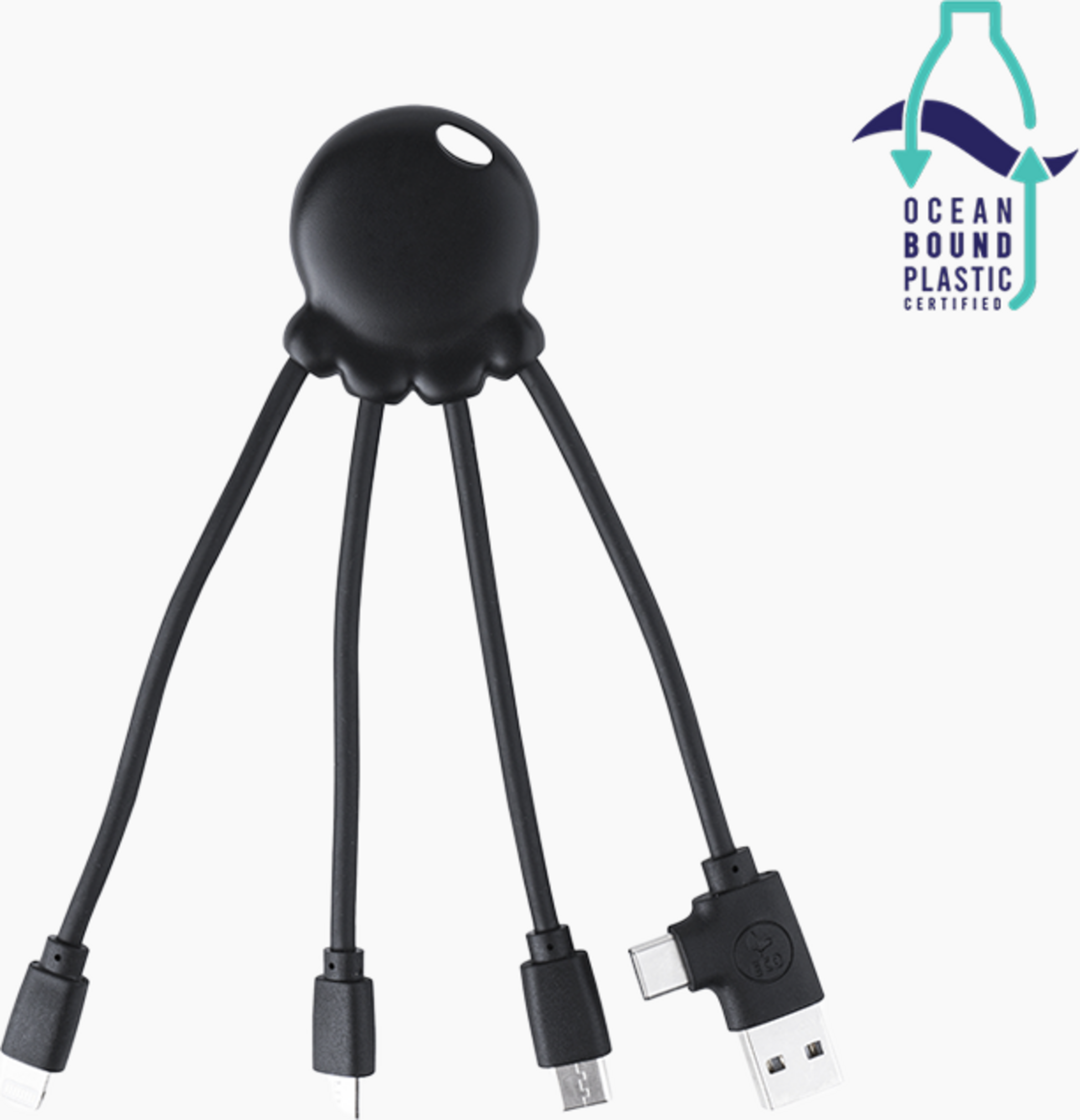 XOOPAR, Universal Multi Usb-laddkabel I Återvunnen Plast Från Havet - Octopus Obp Svart