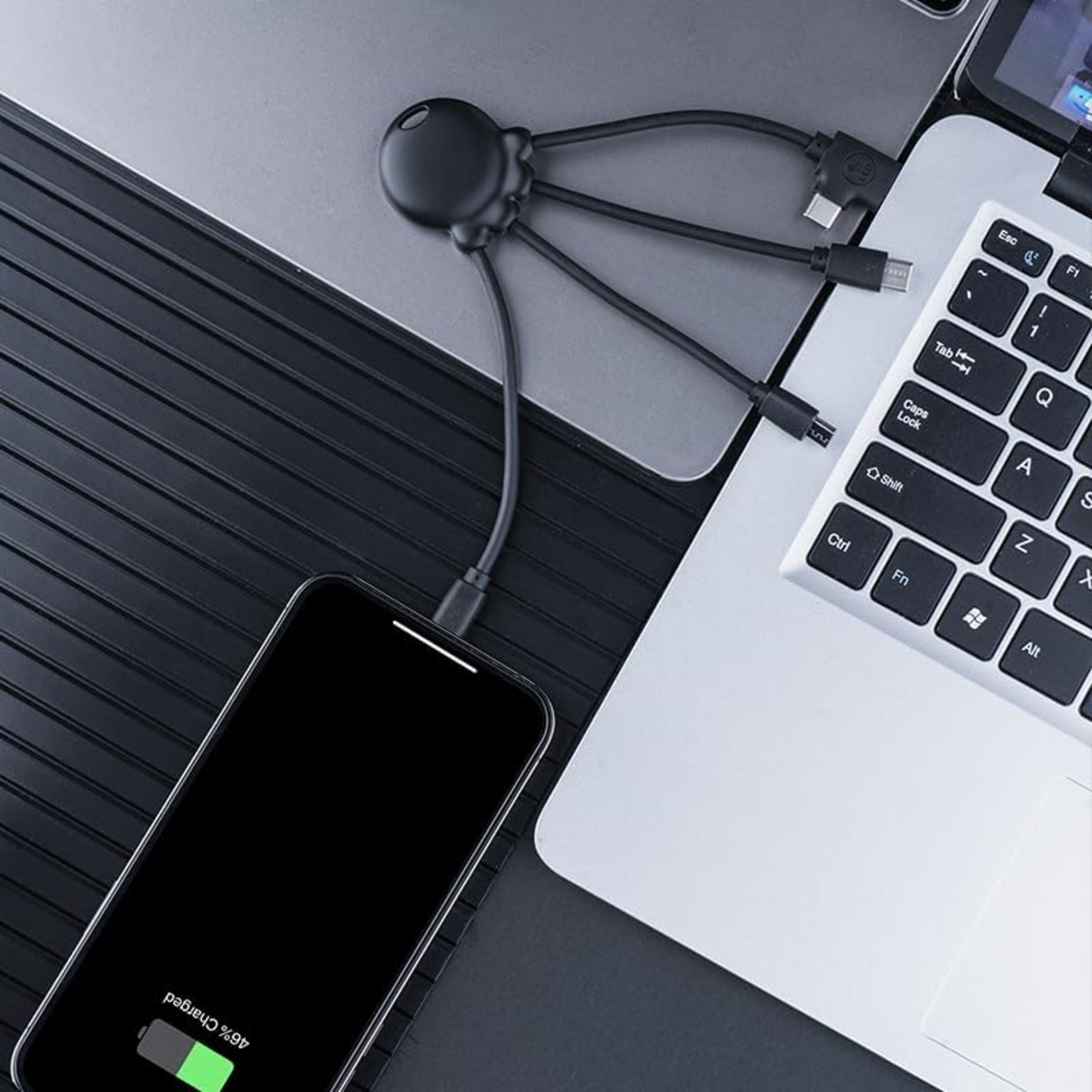 XOOPAR, Universal Multi Usb-laddkabel I Återvunnen Plast Från Havet - Octopus Obp Svart