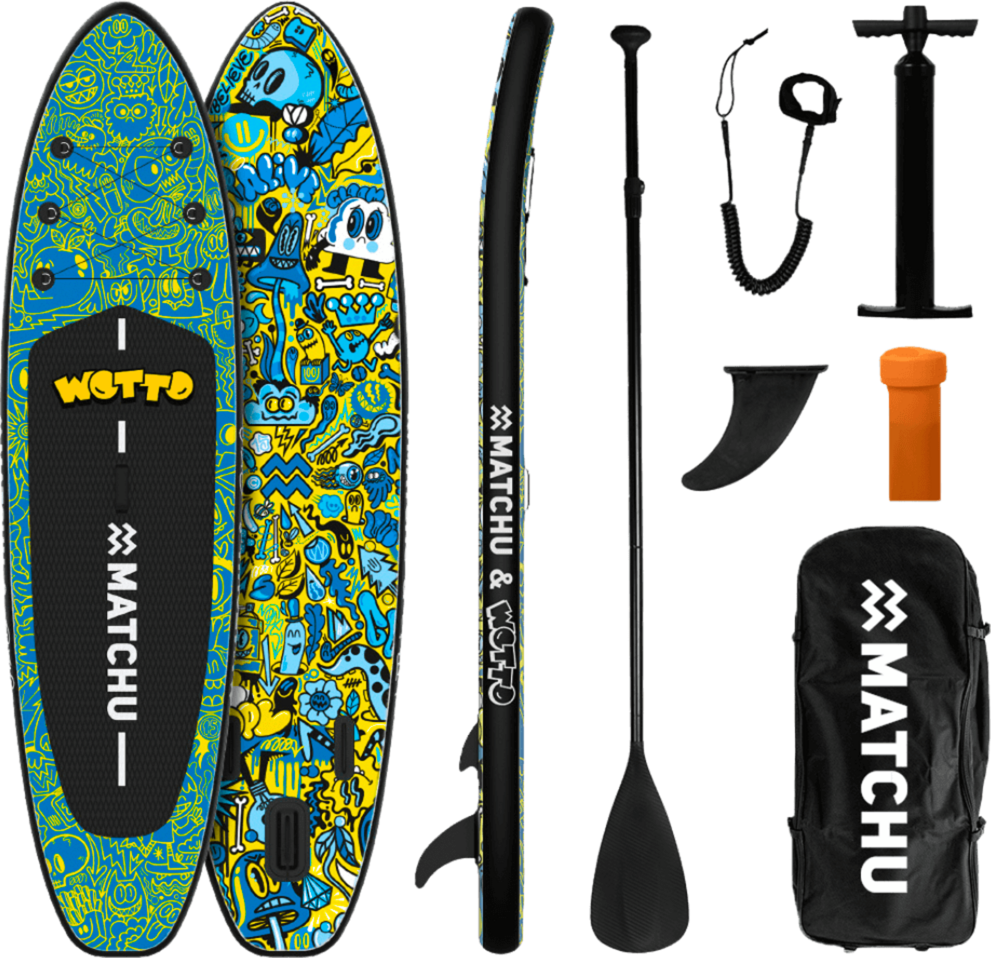 MATCHU SPORTS, Uppbl&aring;sbar Sup Br&auml;da Wotto 320x81x15cm - Upp Till 150kg - Stand Up Paddle Board