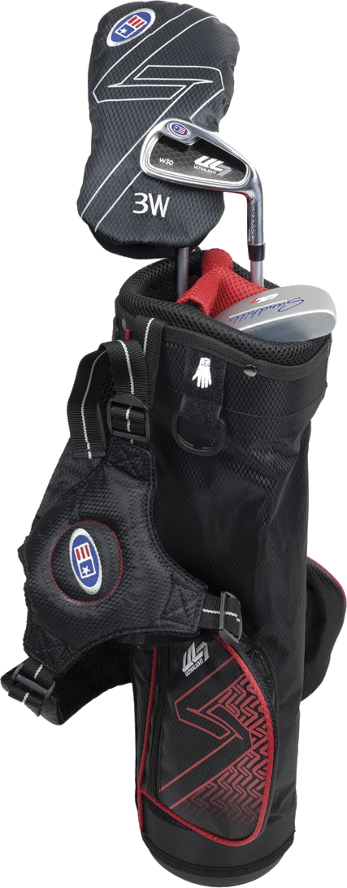 US KIDS, Us Kids Lh Ul7 39 3 Club Carry Set, All Graphite, Black/red Bag