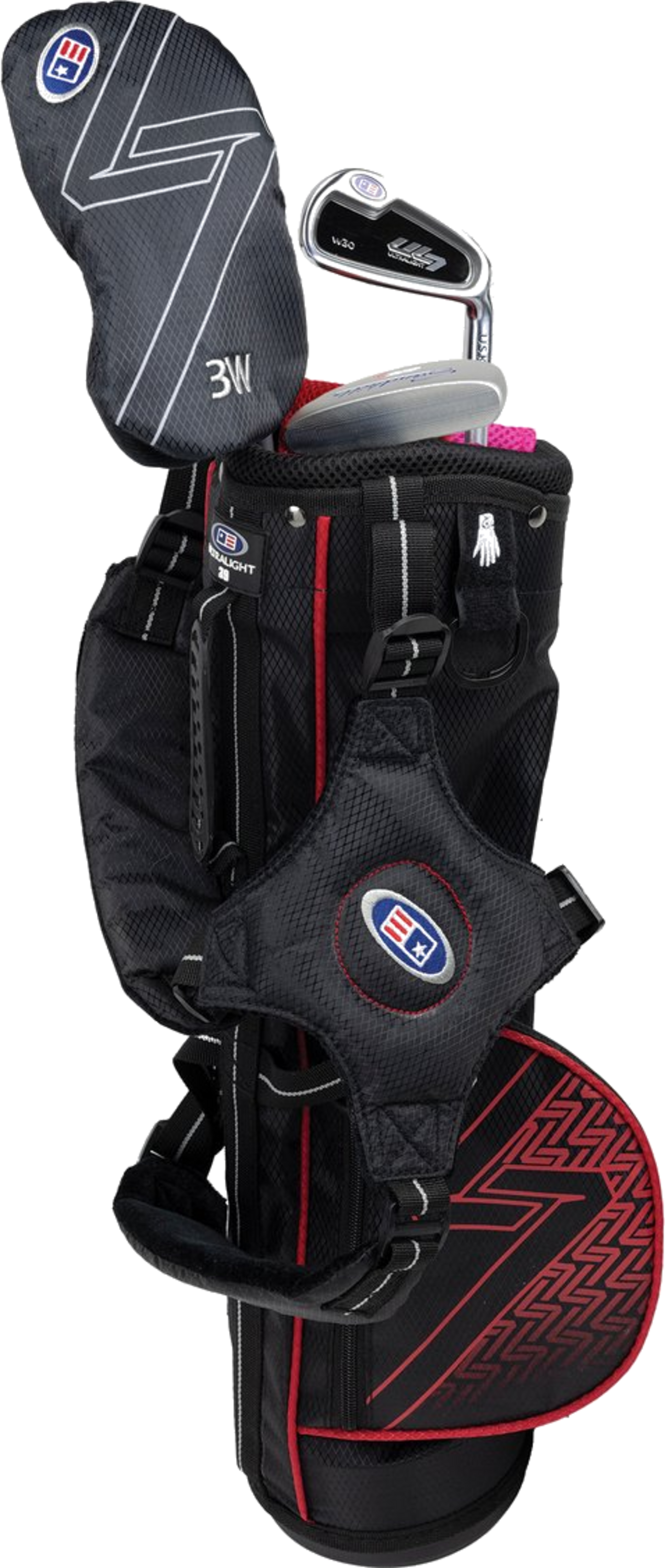 US KIDS, Us Kids Lh Ul7 39 3 Club Carry Set, All Graphite, Black/red Bag