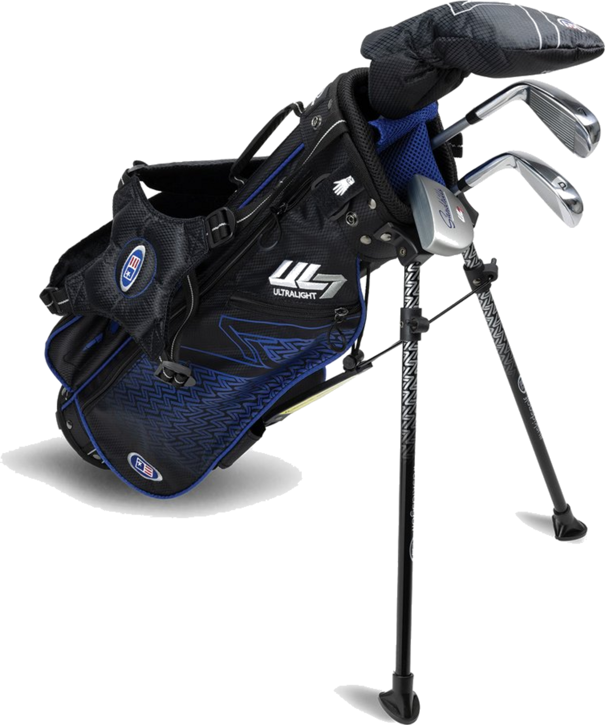US KIDS, Us Kids Lh Ul7 45 4 Club Stand Set, All Graphite, Black/blue Bag