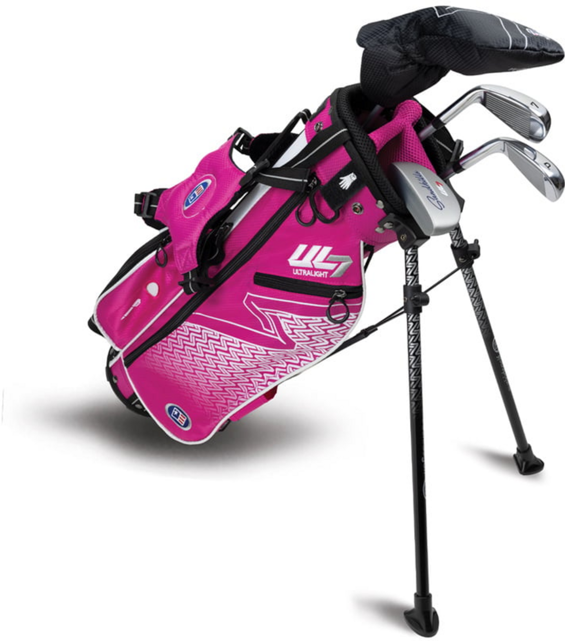 US KIDS, Us Kids Ul7 45 4 Club Stand Set, All Graphite, Pink/white Bag