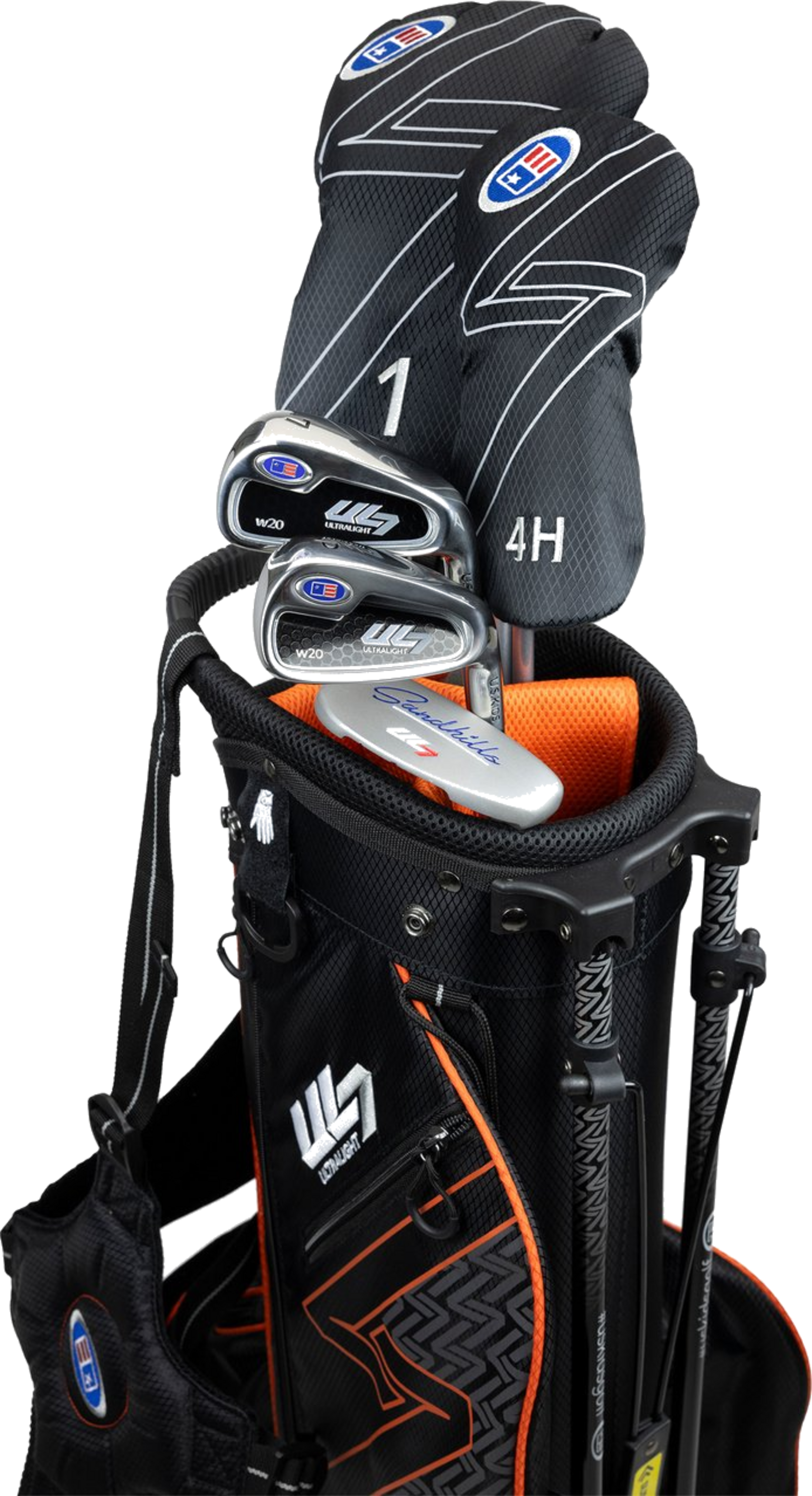 US KIDS, Us Kids Ul7 51 5 Club Stand Set, All Graphite, Black/orange Bag