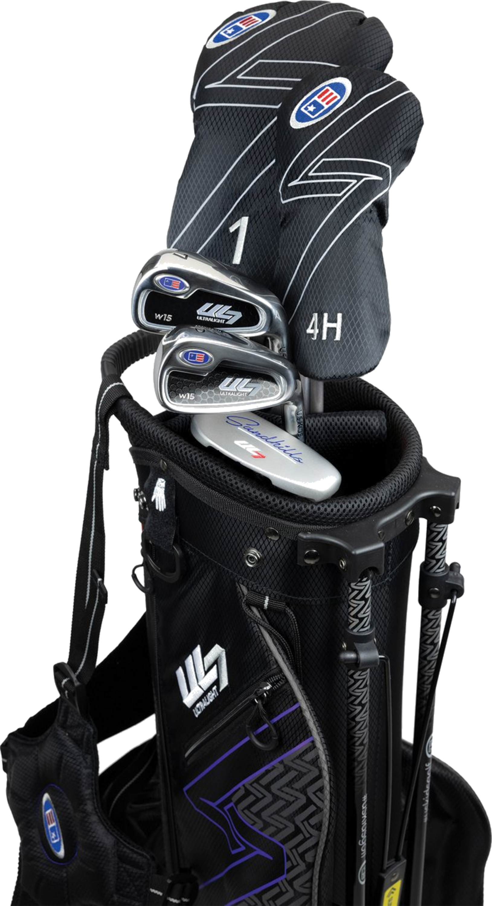 US KIDS, Us Kids Ul7 54 5 Club Stand Set, All Graphite, Black/purple Bag