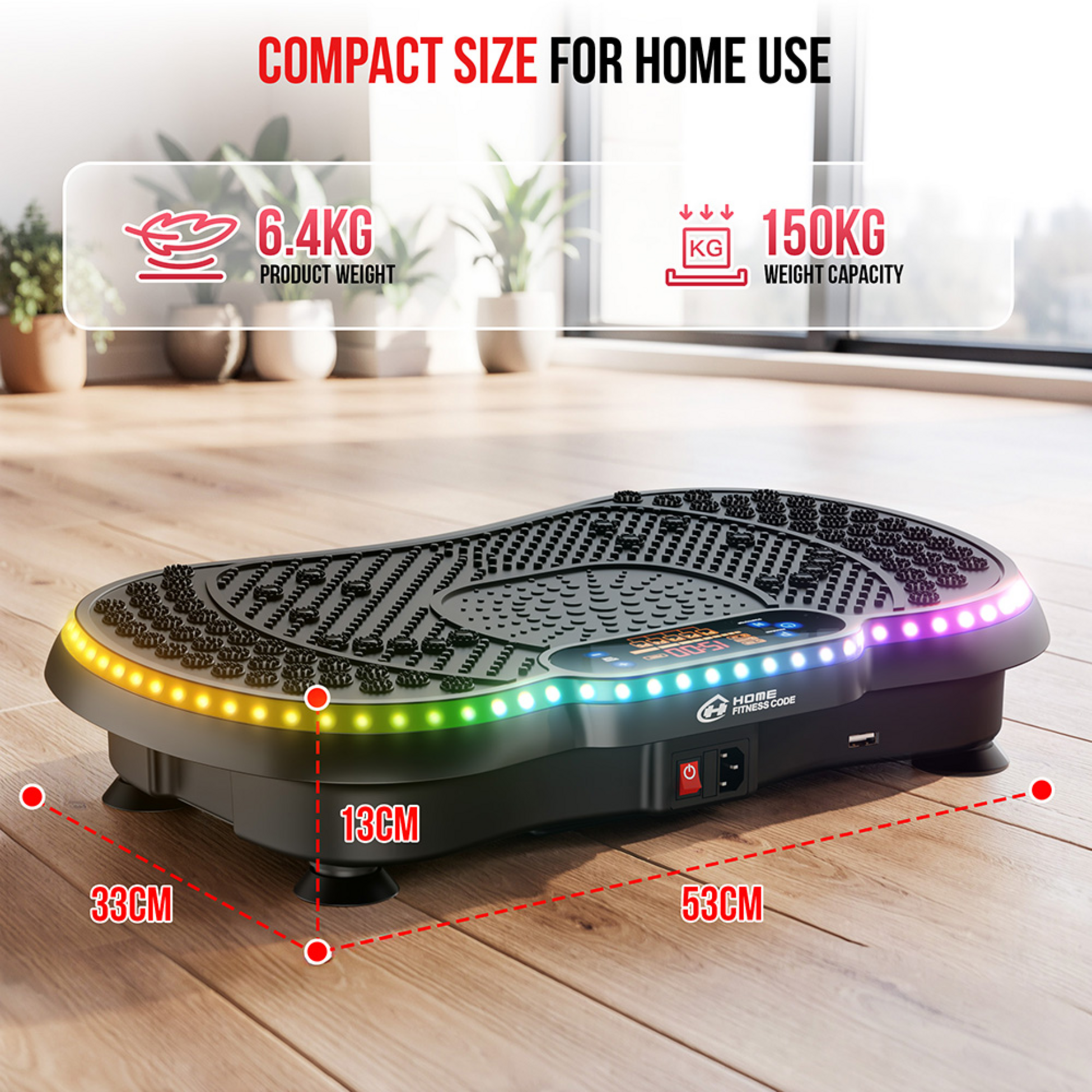 HOMEFITNESSCODE, Vibration Plate With Led Lighting