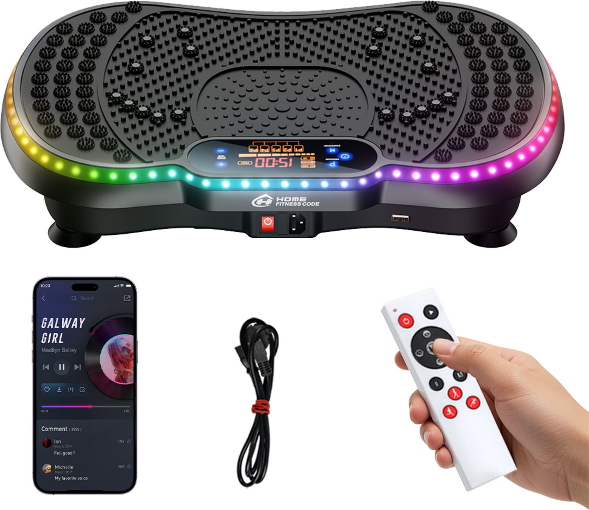 HOMEFITNESSCODE, Vibration Plate With Led Lighting