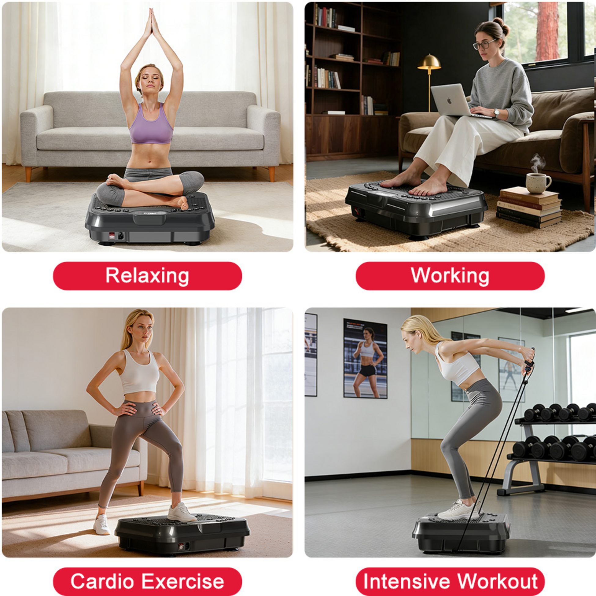 HOMEFITNESSCODE, Vibrationsplatta F1 med 250 niv&aring;er &ndash; Kompakt helkroppstr&auml;ning hemma