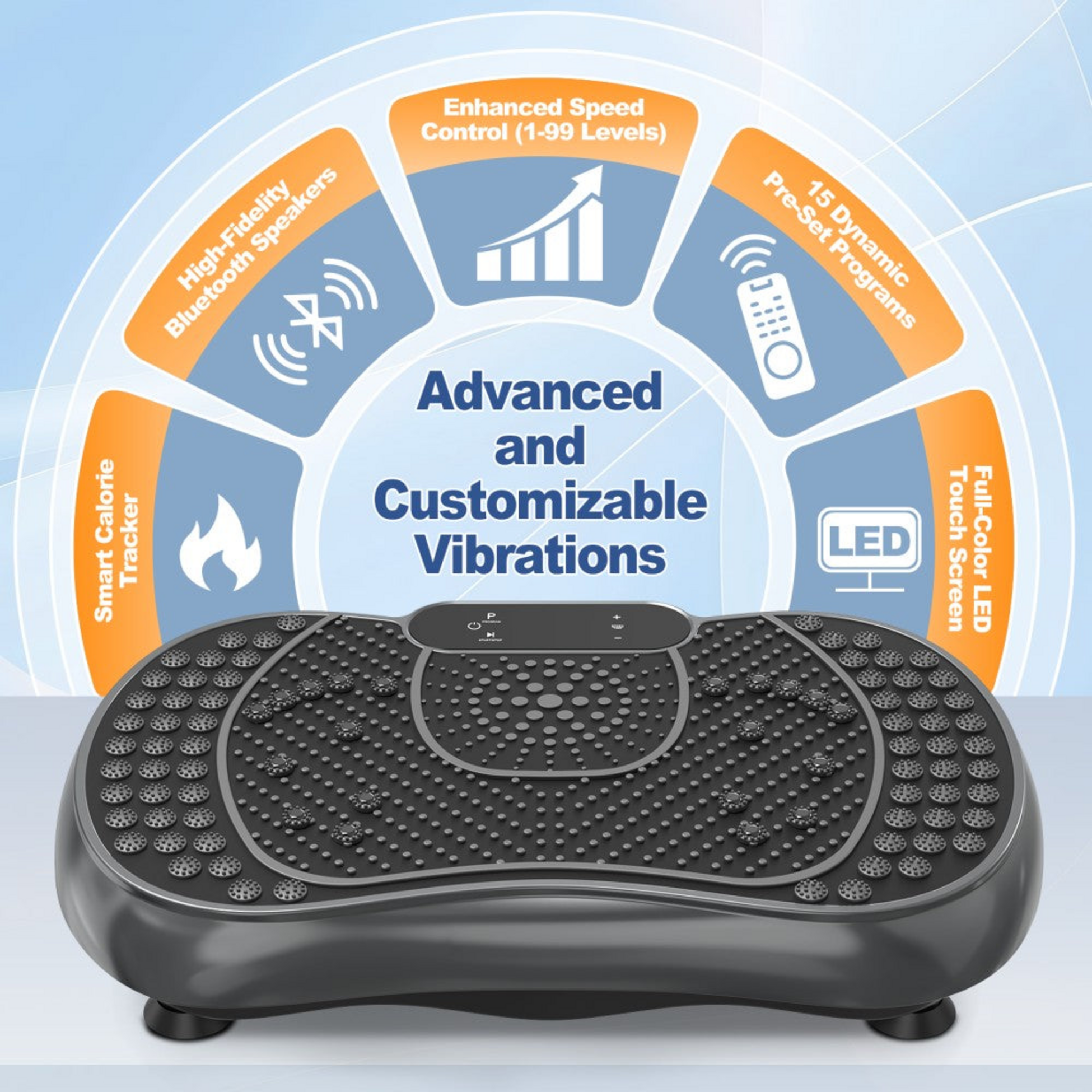 HOMEFITNESSCODE, Vibrationsplattform För Fitness – 99 Hastigheter, 15 Program , Fjärrkontroll