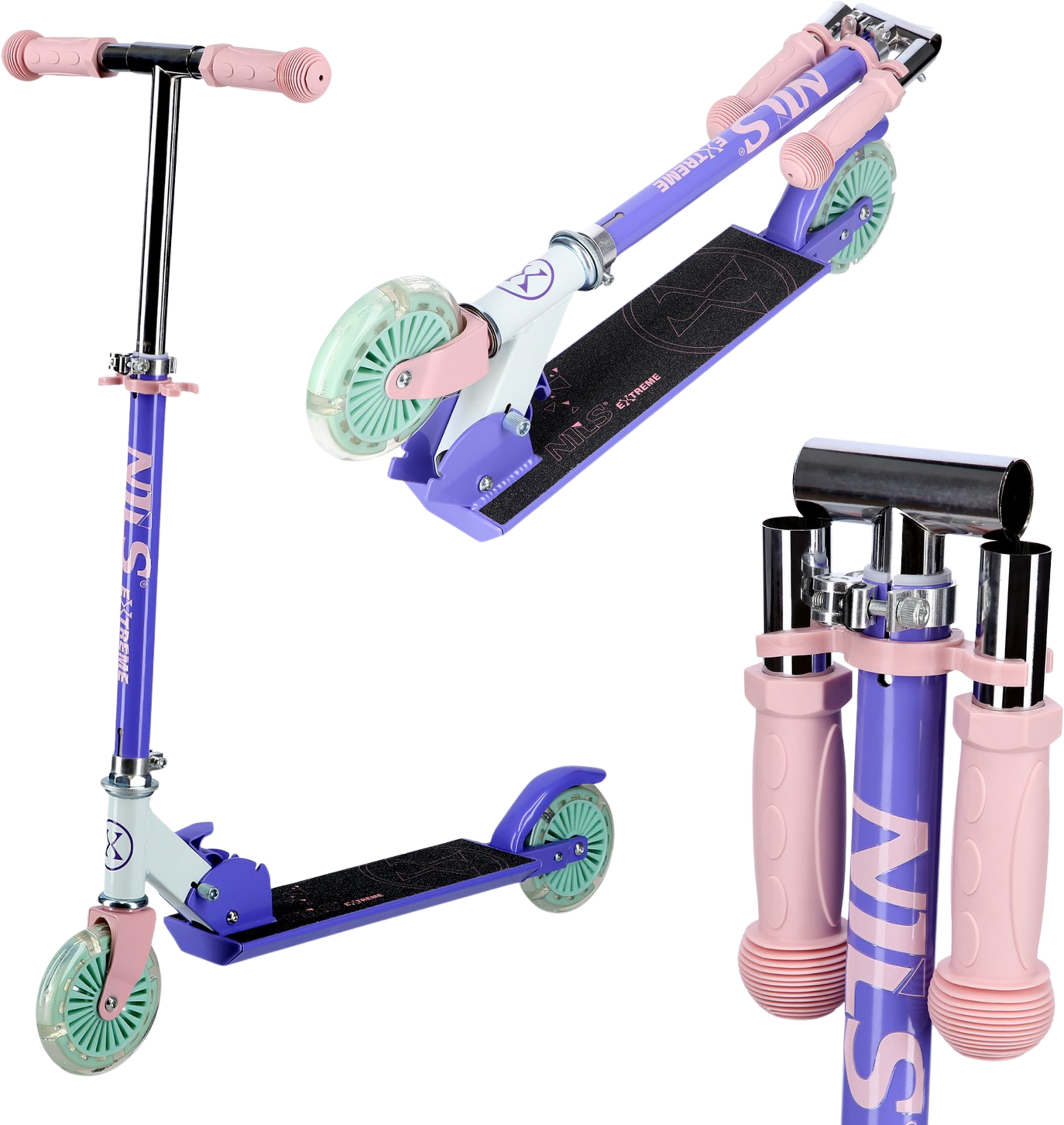 NORTHIX, Violet Kick Scooter, 120mm Wheels, Adjustable Height
