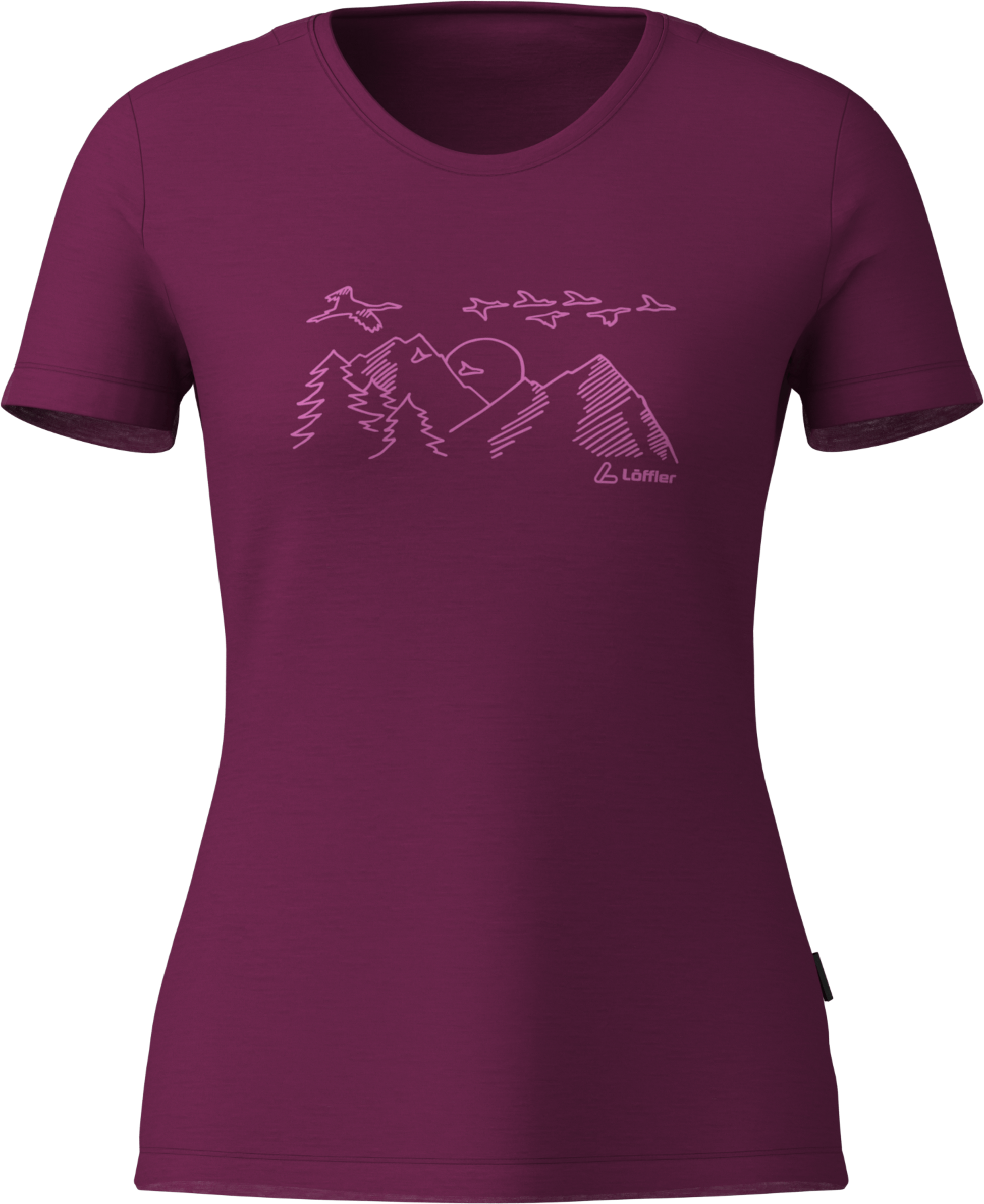 L&Ouml;FFLER, W Printshirt Sunset Merino-tencel(tm)