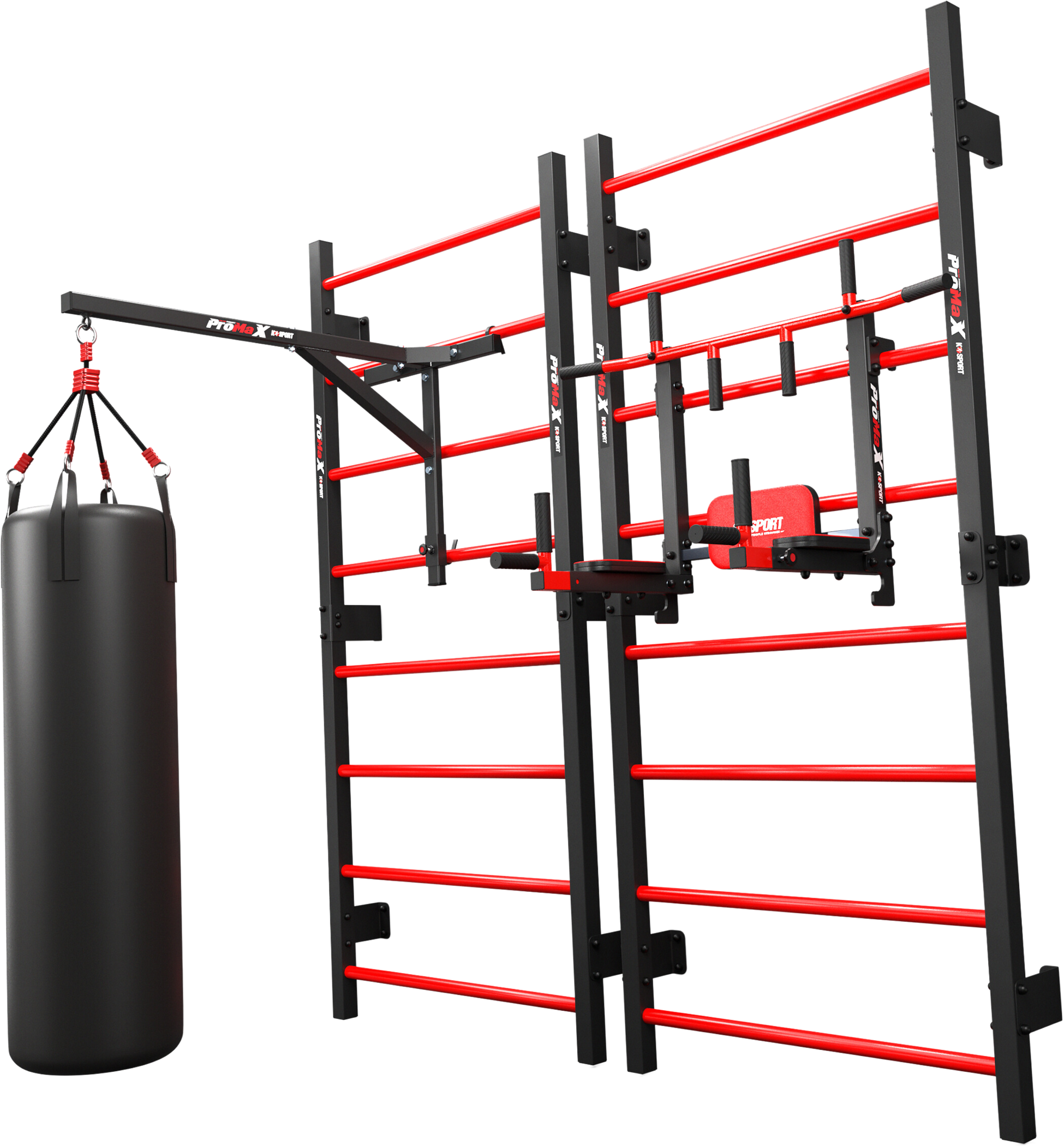 K-SPORT, Wall Bar: Ribbstol / Hängande Stege Med 8 Stegpinnar