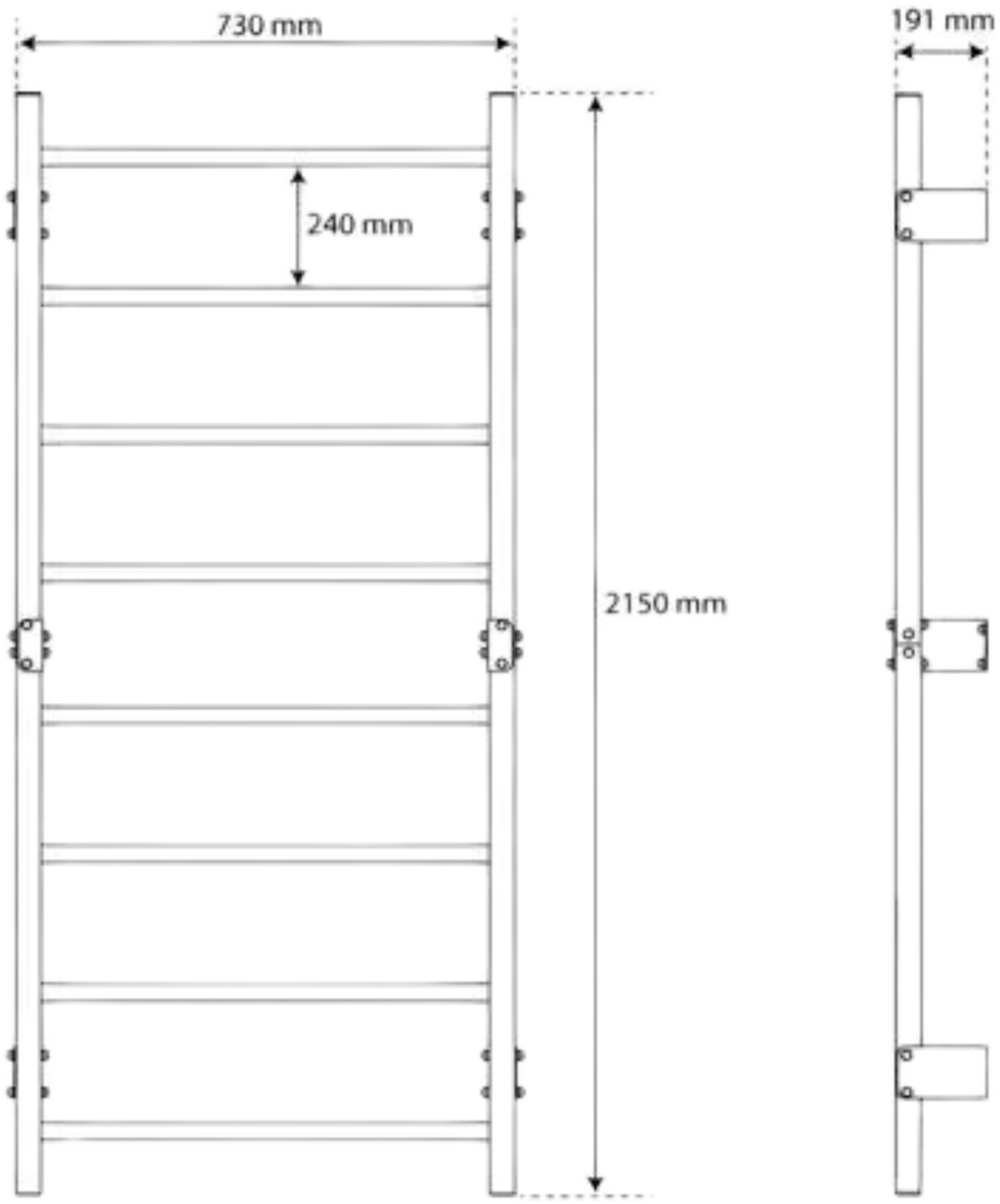 K-SPORT, Wall Bar: Ribbstol / Hängande Stege Med 8 Stegpinnar