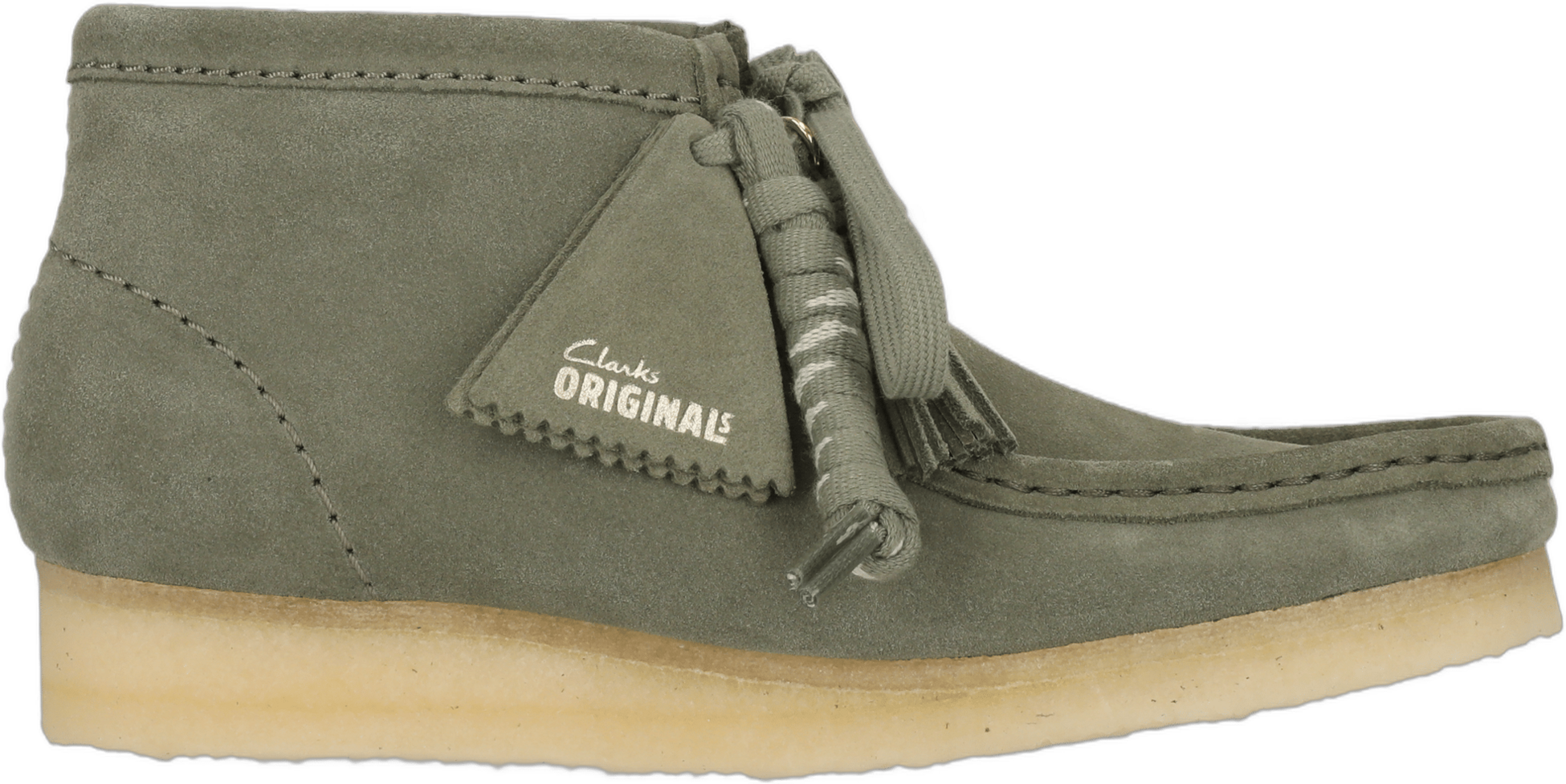 CLARKS ORIGINALS, Wallabee Boot. Khaki/green Sde