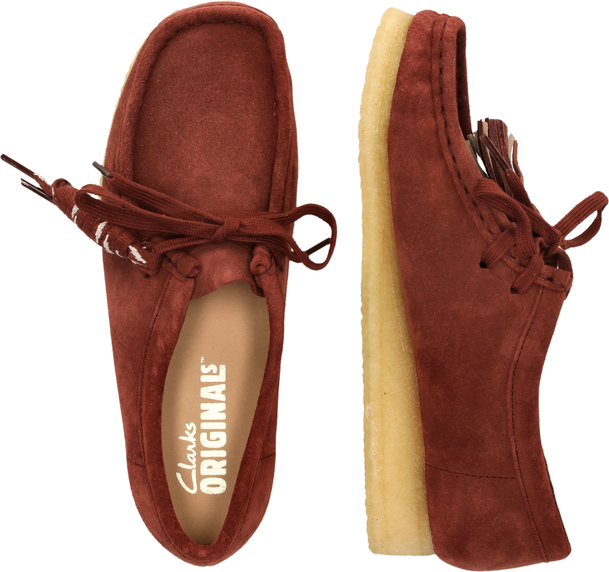 CLARKS ORIGINALS, Wallabee. Deep Red Sde