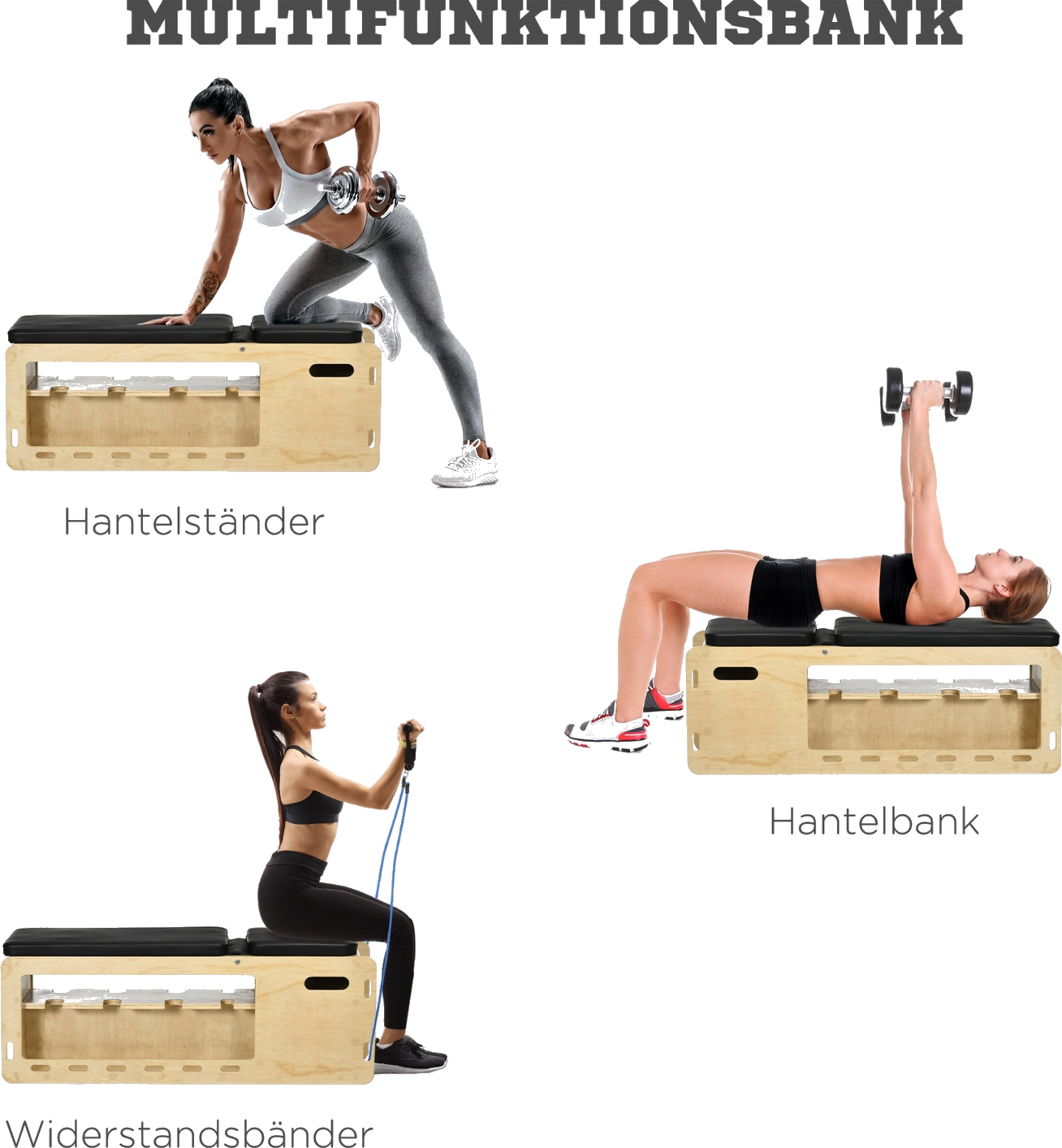 NORTHIX, Weight Bench, Training Bench With Storage Box And Resistance Bands, Adjustable Fitness Bench For Wei