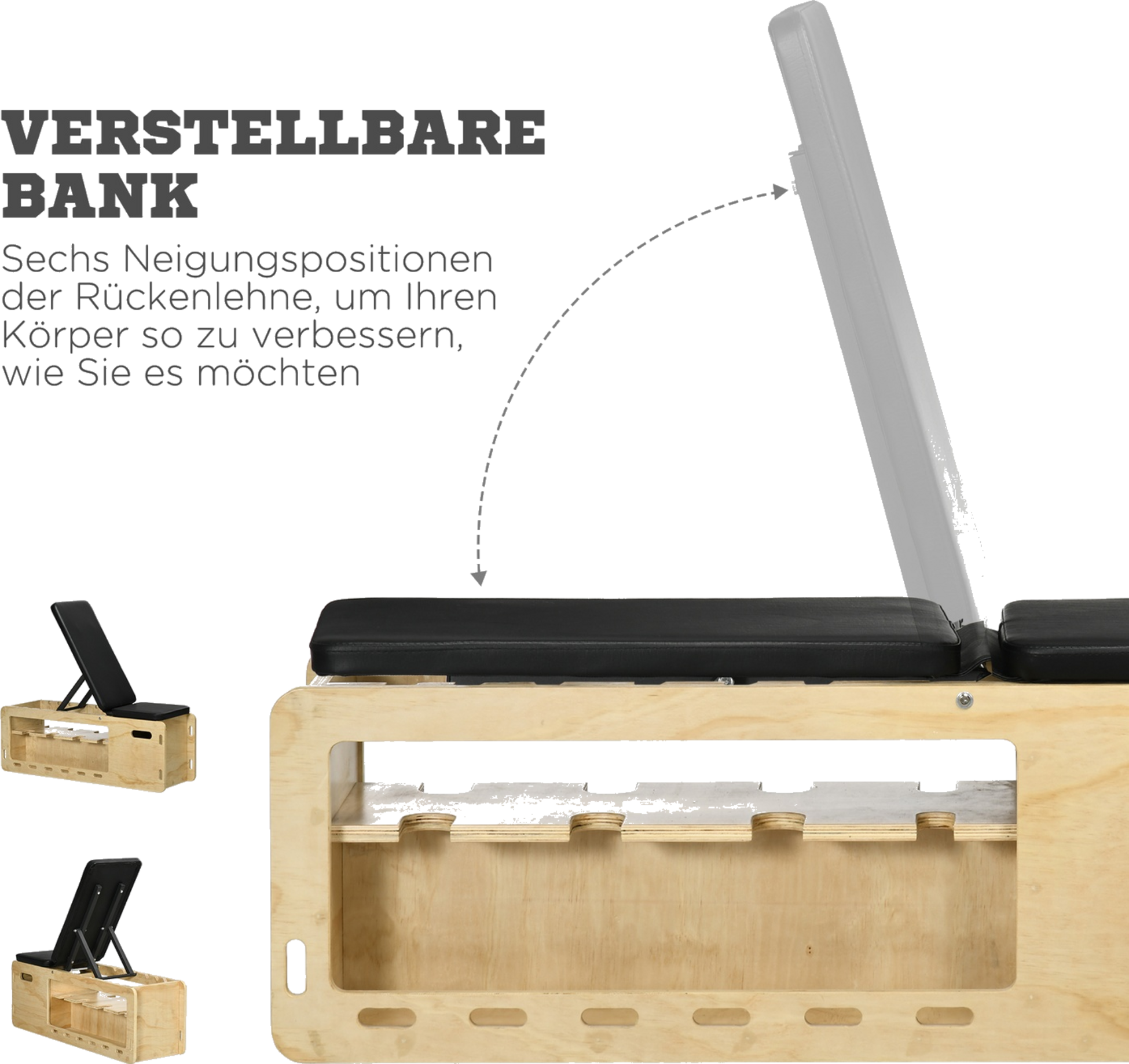 NORTHIX, Weight Bench, Training Bench With Storage Box And Resistance Bands, Adjustable Fitness Bench For Wei