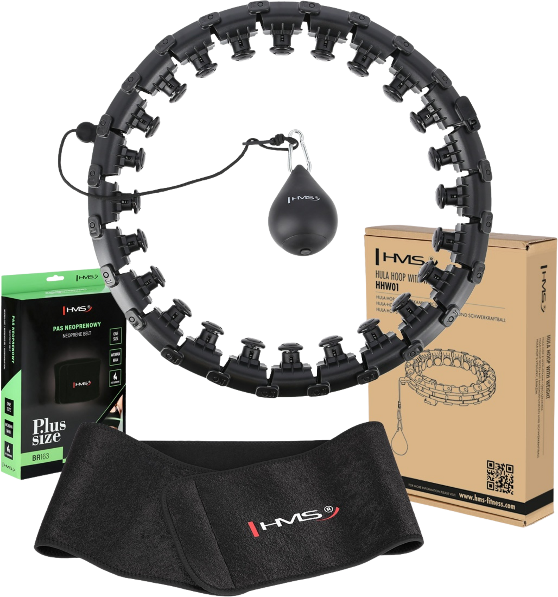 NORTHIX, Weighted Hula Hoop With Waist Support, Black, Plus Size