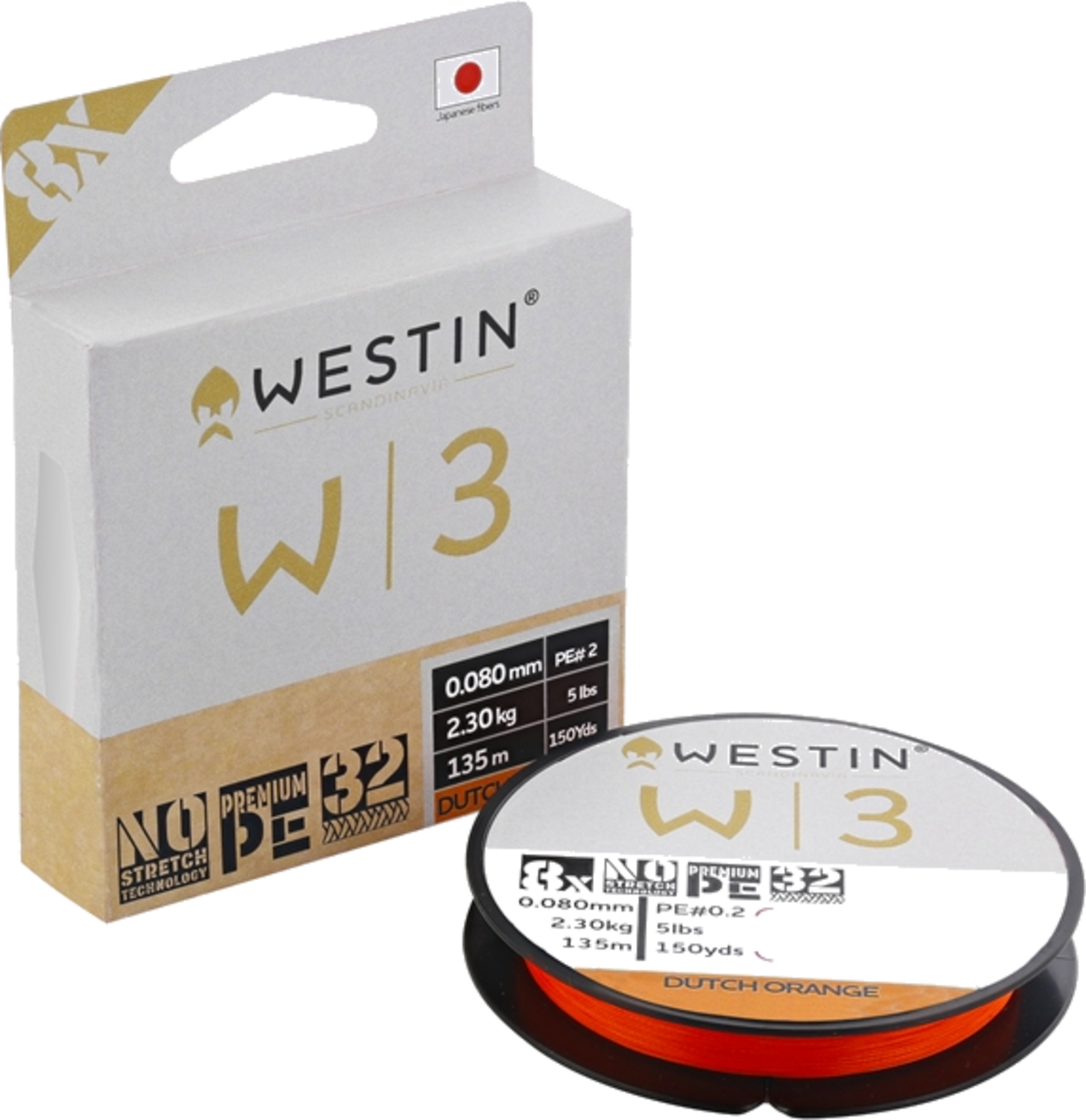 WESTIN, Westin W3 8 Braid Dutch Orange 135m 0,26mm 16,5kg