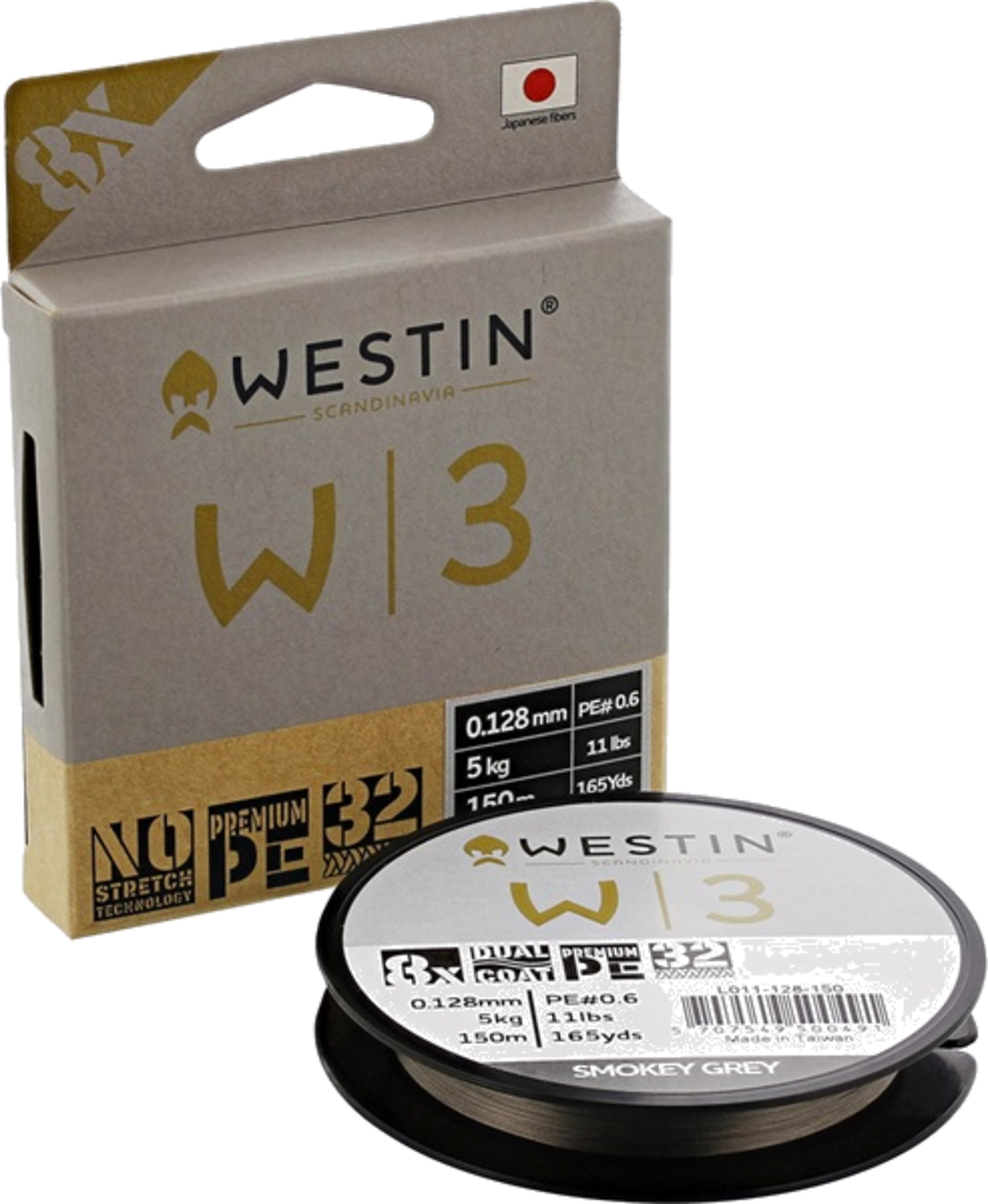 WESTIN, Westin W3 8 Braid Smokey Grey 150m 0,165mm 7,9kg