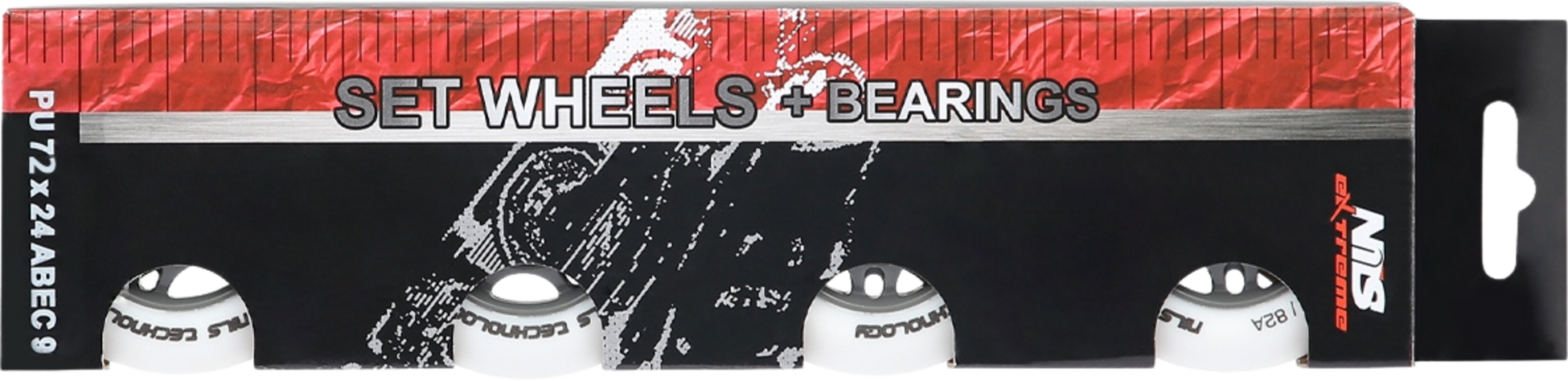 NORTHIX, White Pu 72x24 82a Wheels  Abec-9 Bearings Set