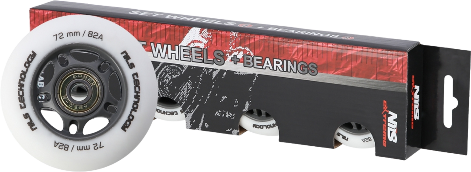 NORTHIX, White Pu 72x24 82a Wheels  Abec-9 Bearings Set