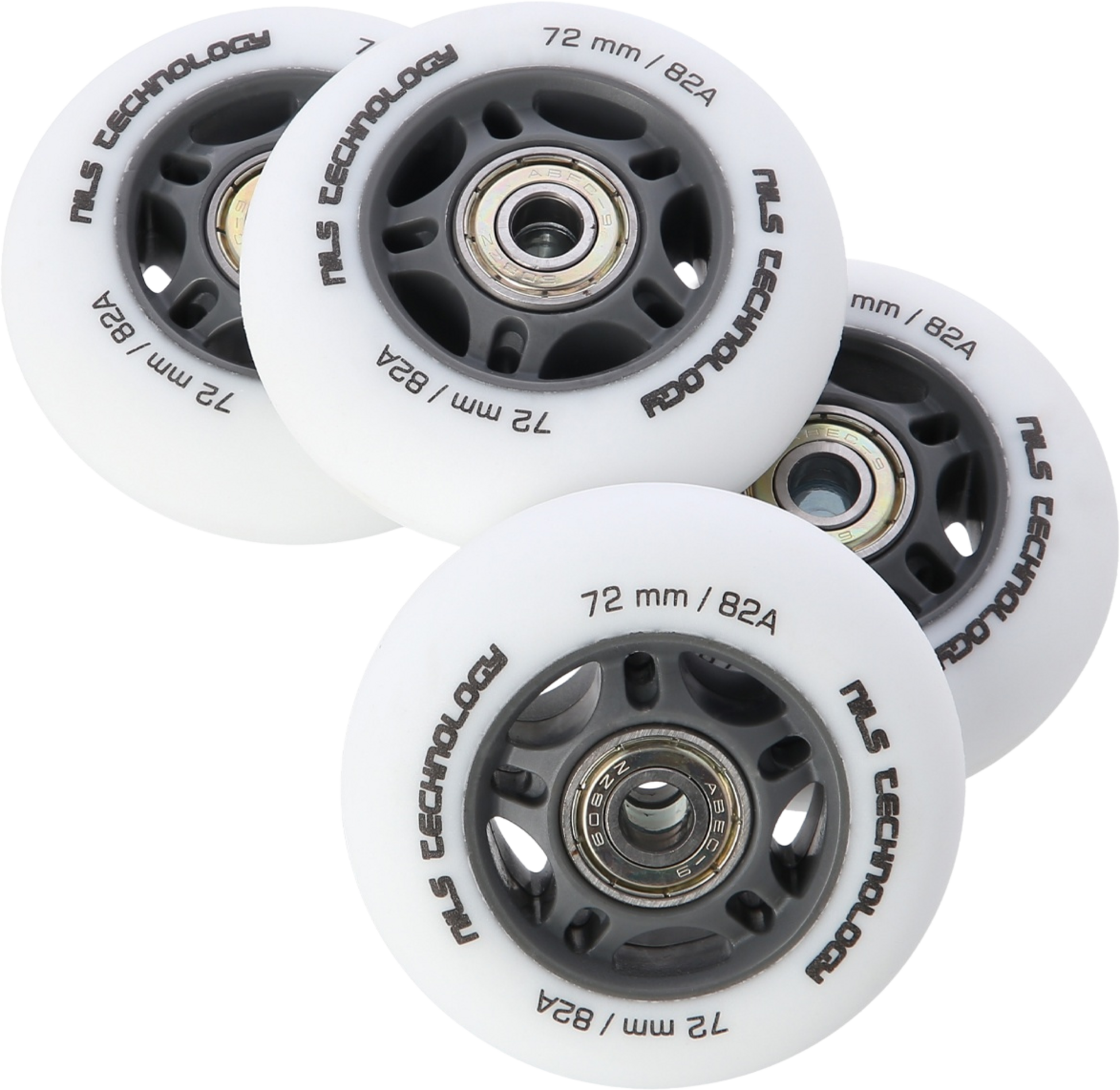 NORTHIX, White Pu 72x24 82a Wheels  Abec-9 Bearings Set
