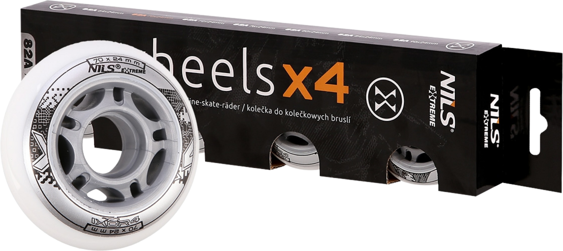 NORTHIX, White Pu Skate Wheels, 70x24mm, 82a, Set Of 4