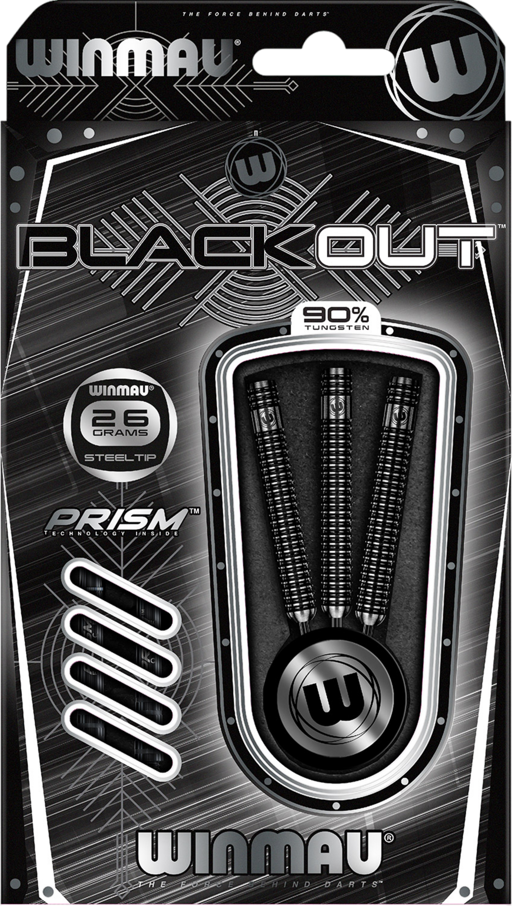 WINMAU, Winmau Blackout Steel Tip Darts 26gr