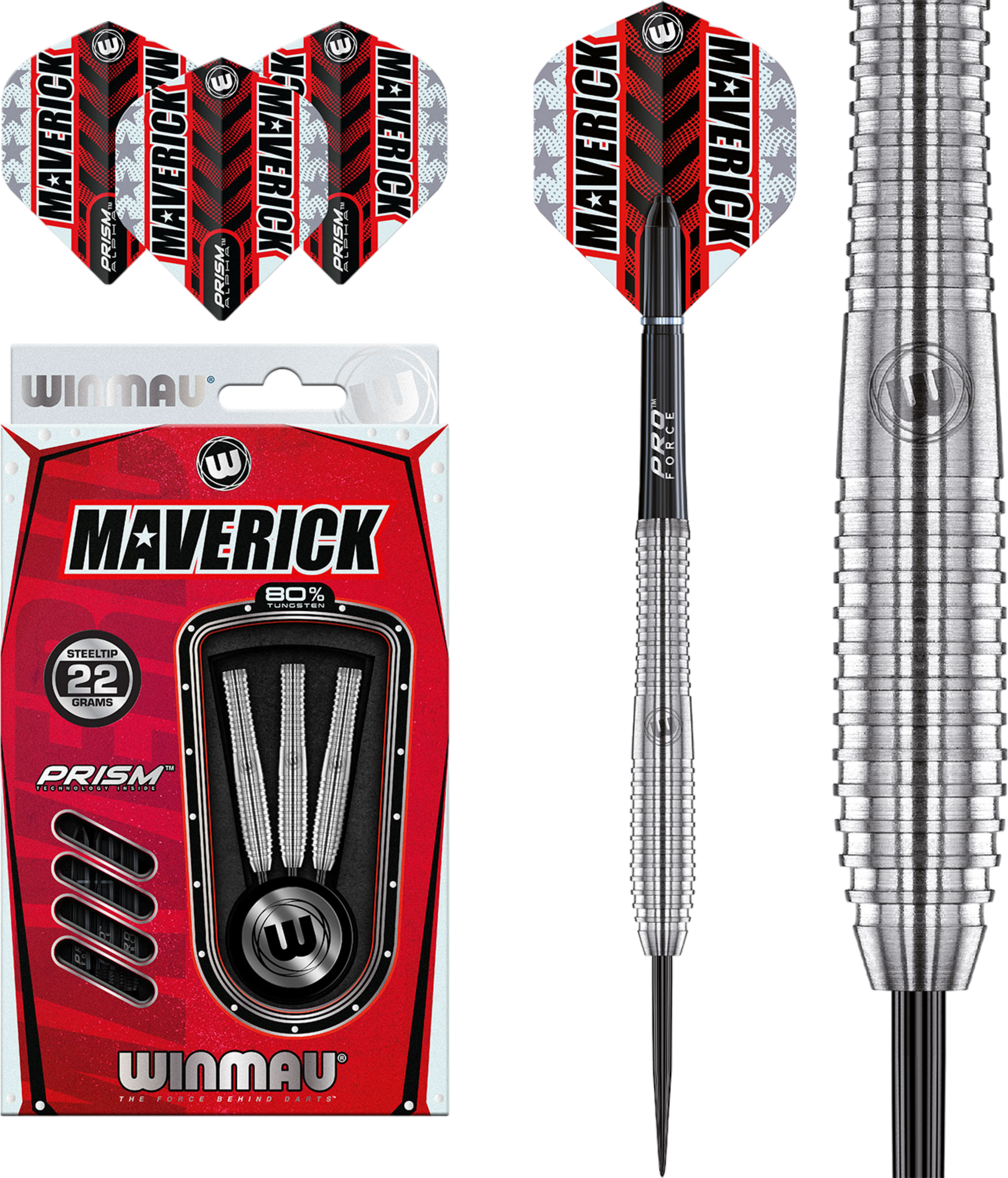 WINMAU, Winmau Maverick 80% Tungsten Steel Tip Darts