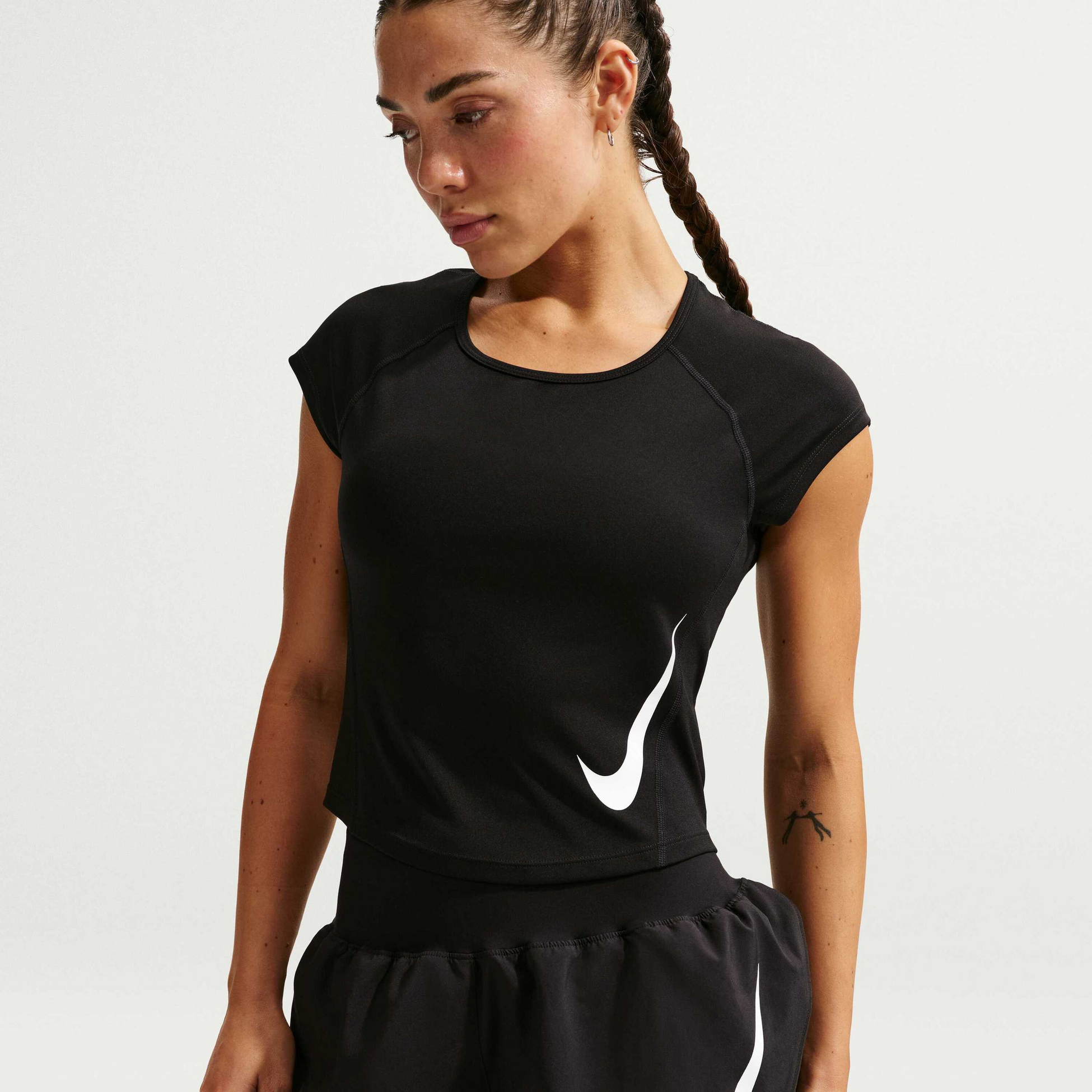 NIKE, Women's Dri-fit Cap-sleeve Running Top Tempo Swoosh