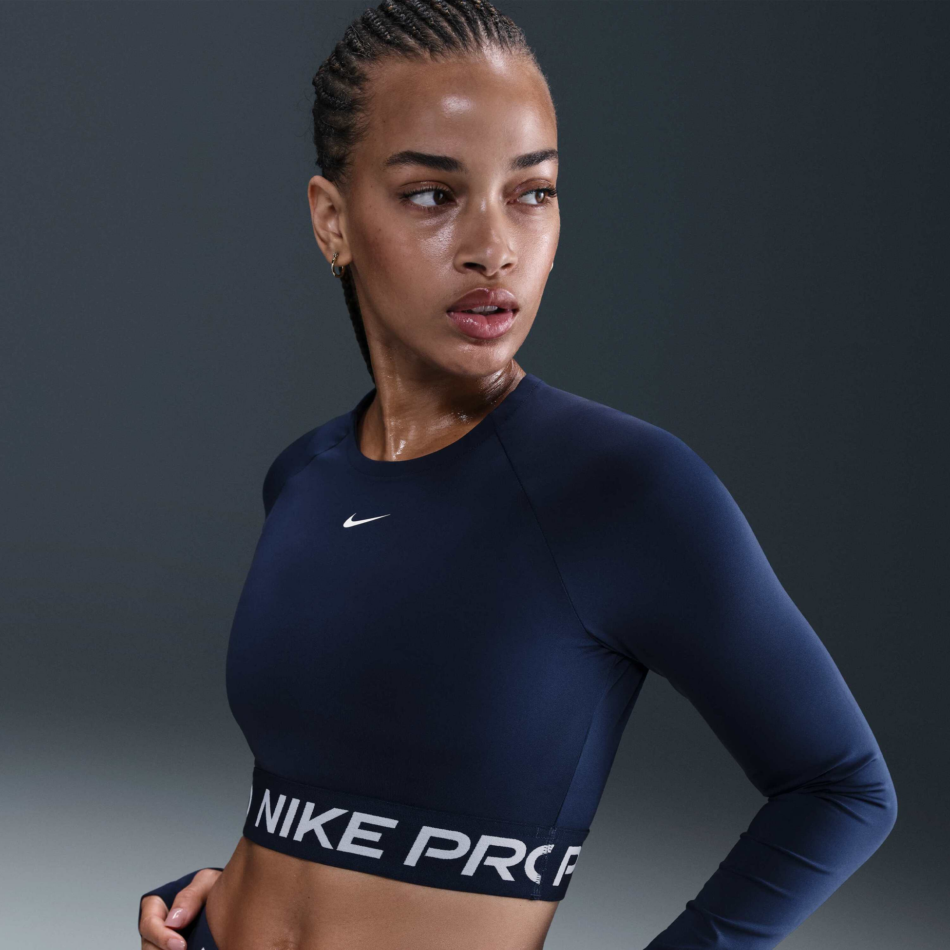 NIKE, Women's Dri-fit Cropped Long-sleeve Top Pro